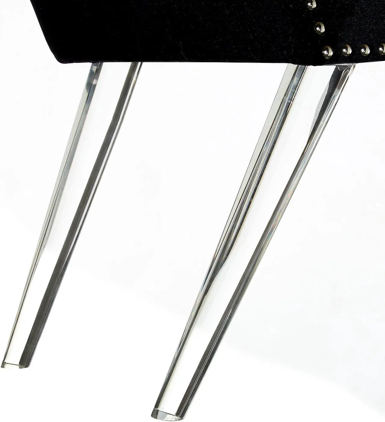 Alt view image 3 of 4 - Inspired Home Harlow Bench - Nailhead Trim | Acrylic Legs, Black Velvet