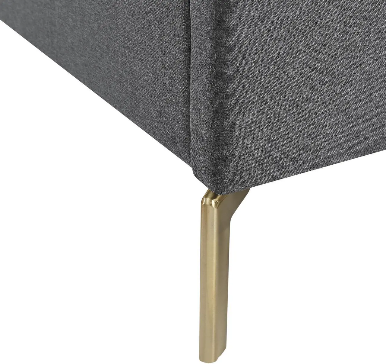 Alt view image 5 of 6 - Inspired Home Kristofer Platform Bed - Upholstered | Wingback Channel Tufted Headboard, Oblique Legs, Grey Linen