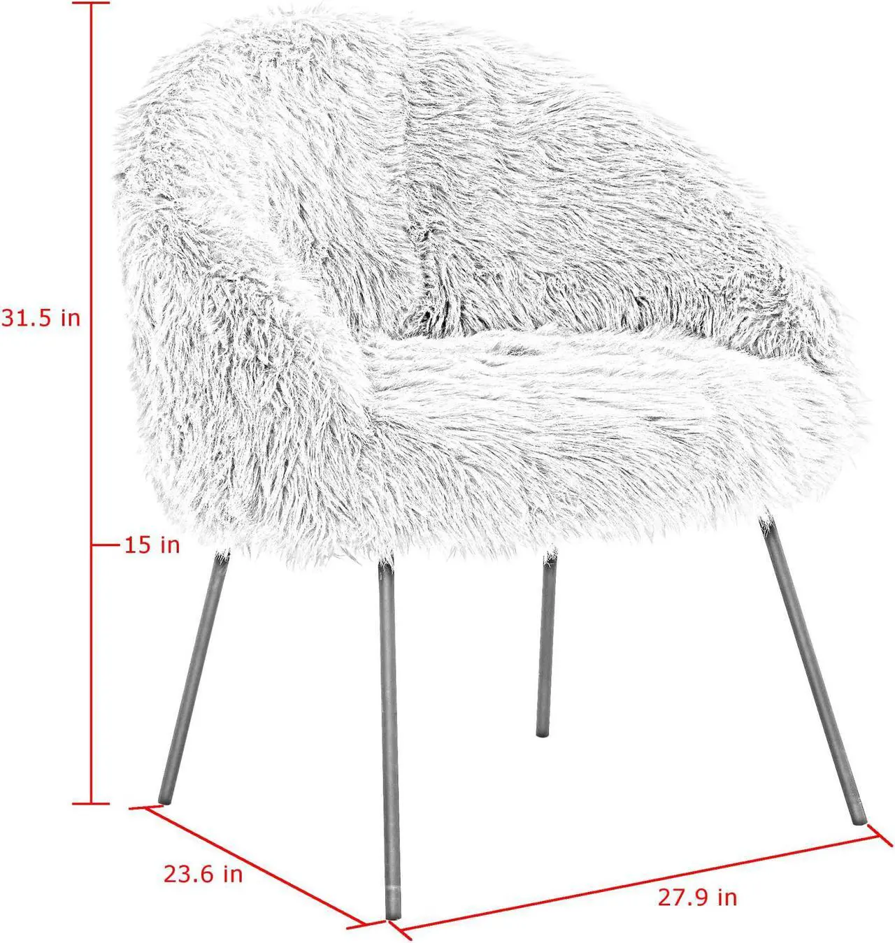 Alt view image 7 of 7 - Ariel Rose Faux Fur Accent Chair - Metal Legs | Upholstered | Living Room, Entryway, Bedroom | Inspired Home