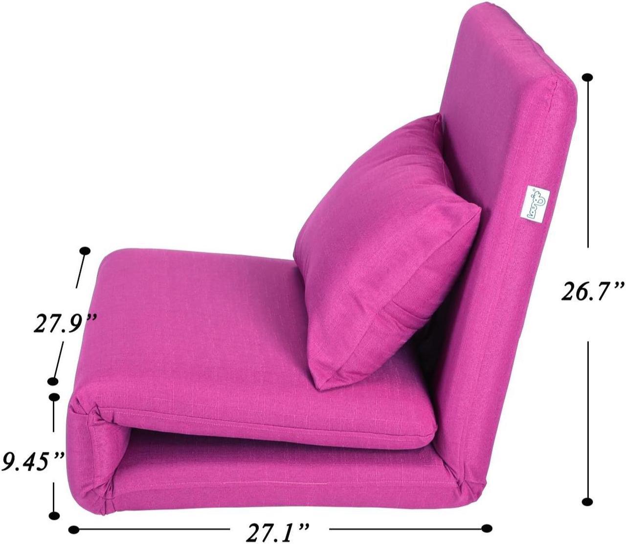 Alt view image 7 of 7 - Relaxie Pink Linen Flipchair - 5-Position Adjustable Back | Sleeper | Dorm Bed | Lounger Seat or Sofa | Loungie