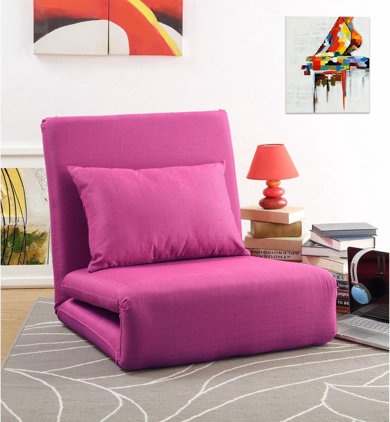 Main image of Relaxie Pink Linen Flipchair - 5-Position Adjustable Back | Sleeper | Dorm Bed | Lounger Seat or Sofa | Loungie