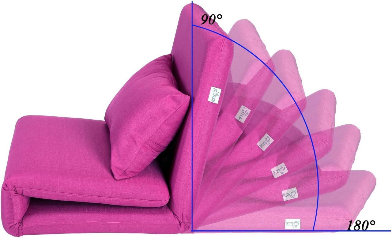 Alt view image 4 of 7 - Relaxie Pink Linen Flipchair - 5-Position Adjustable Back | Sleeper | Dorm Bed | Lounger Seat or Sofa | Loungie