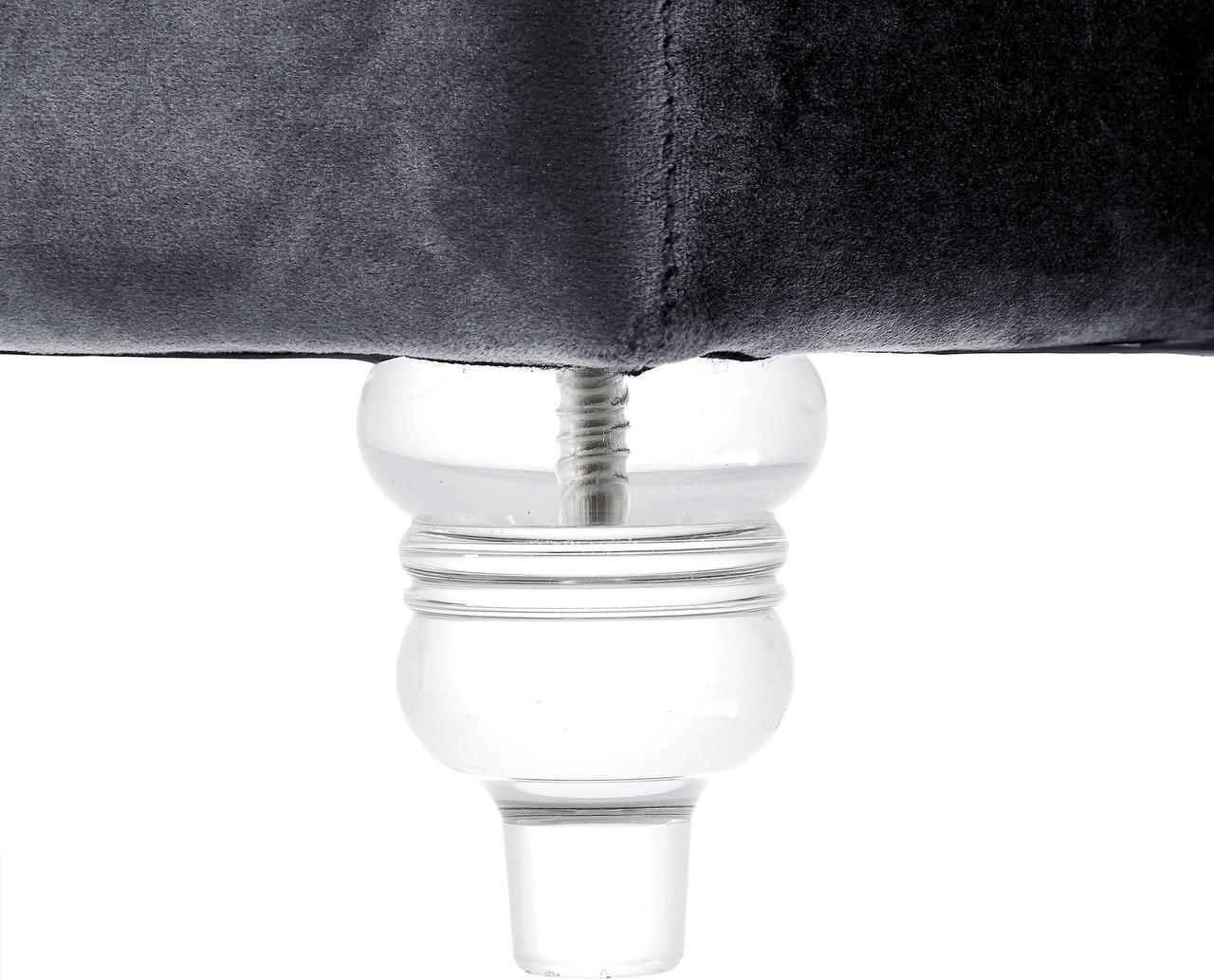 Alt view image 5 of 7 - Hugo Grey Velvet Storage Ottoman - Oversized Cocktail Coffee Table | Square | Tufted | Lucite Legs | Inspired Home