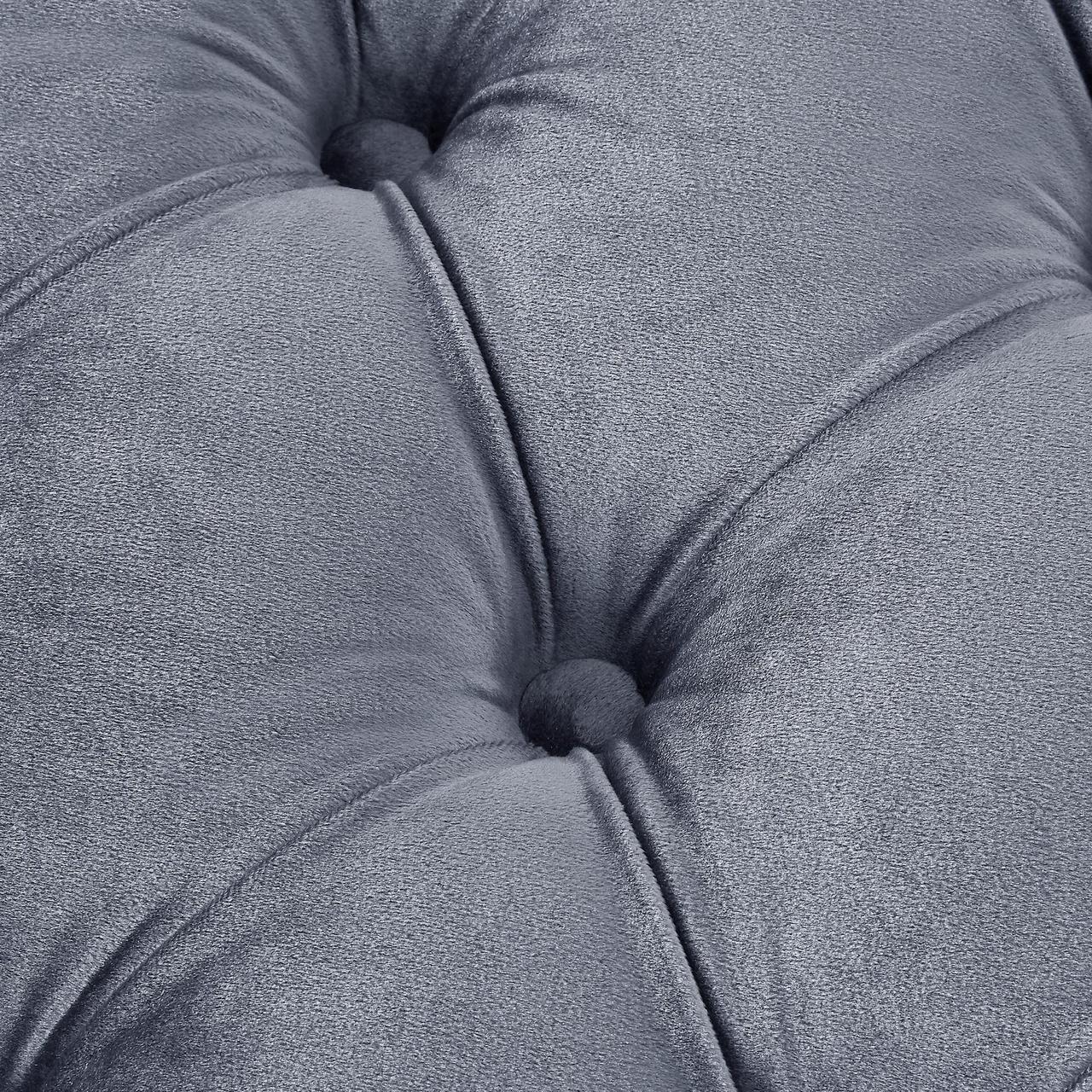 Alt view image 6 of 7 - Hugo Grey Velvet Storage Ottoman - Oversized Cocktail Coffee Table | Square | Tufted | Lucite Legs | Inspired Home