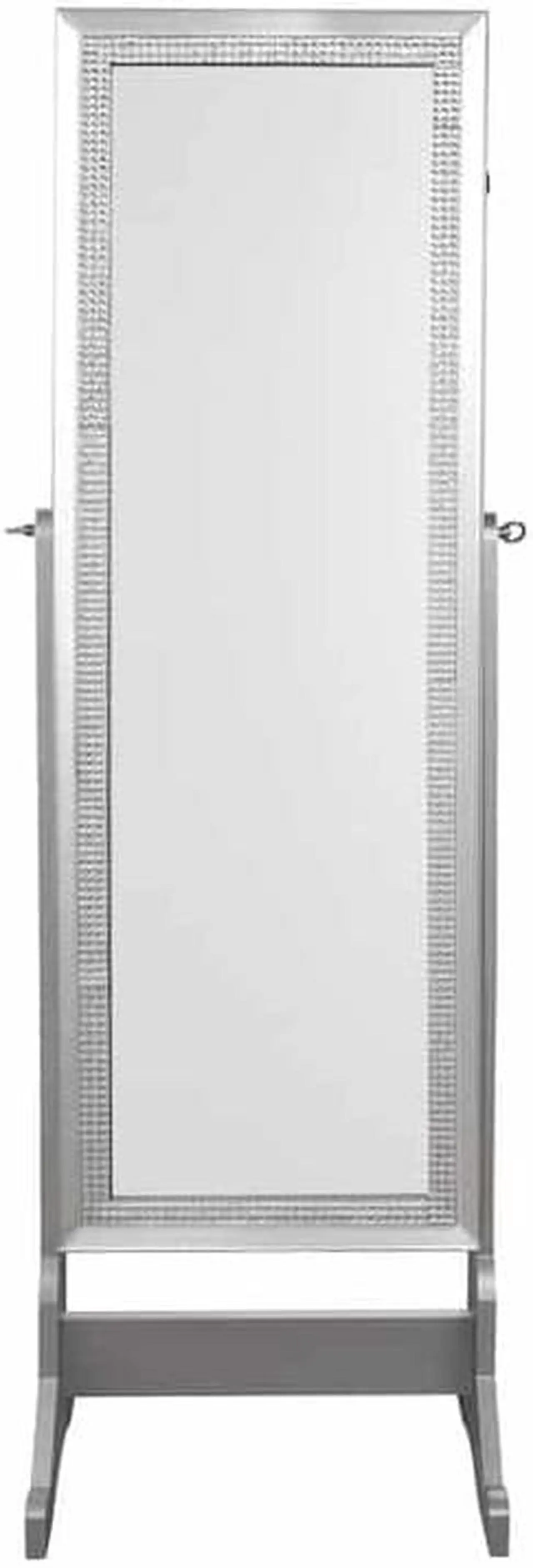 Alt view image 3 of 7 - Bling Classic Silver Full Length Jewelry Cheval Armoire - Makeup Storage | Organizer | Crystal Border | Lockable with LED Lights | Inspired Home