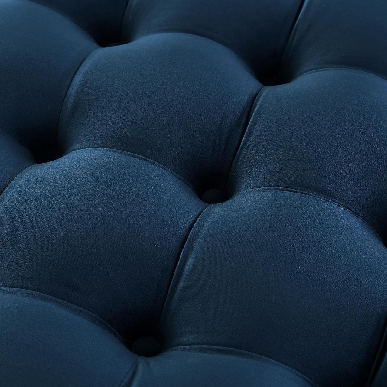 Alt view image 6 of 7 - Jenelle Navy Blue Velvet Cocktail Ottoman - Allover Tufted | Round | Castered Legs | Inspired Home