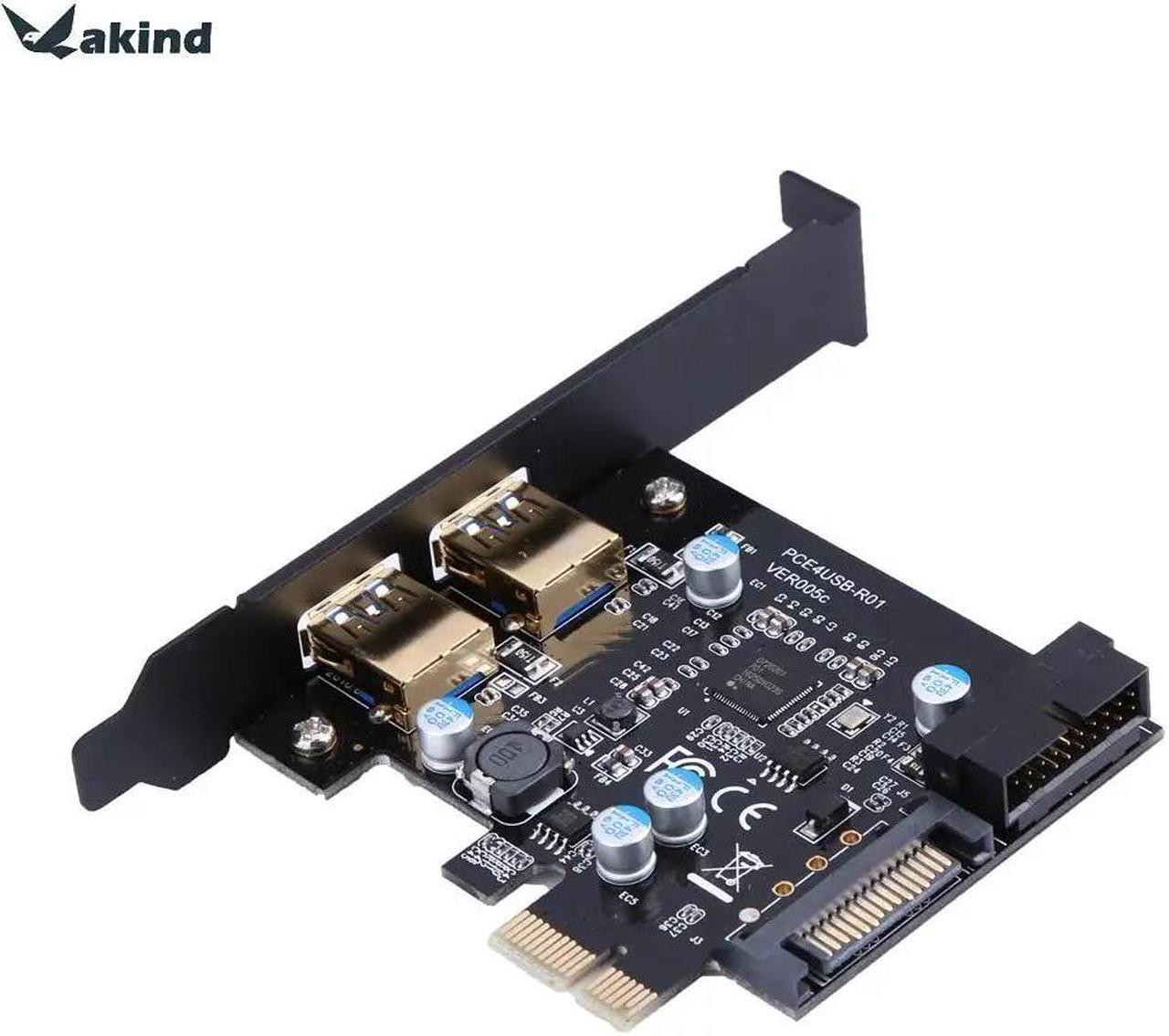 Super Speed USB 3.0 PCI-E 2 Port PCI Express Expansion Card 19-Pin Power Connector for Desktops PC