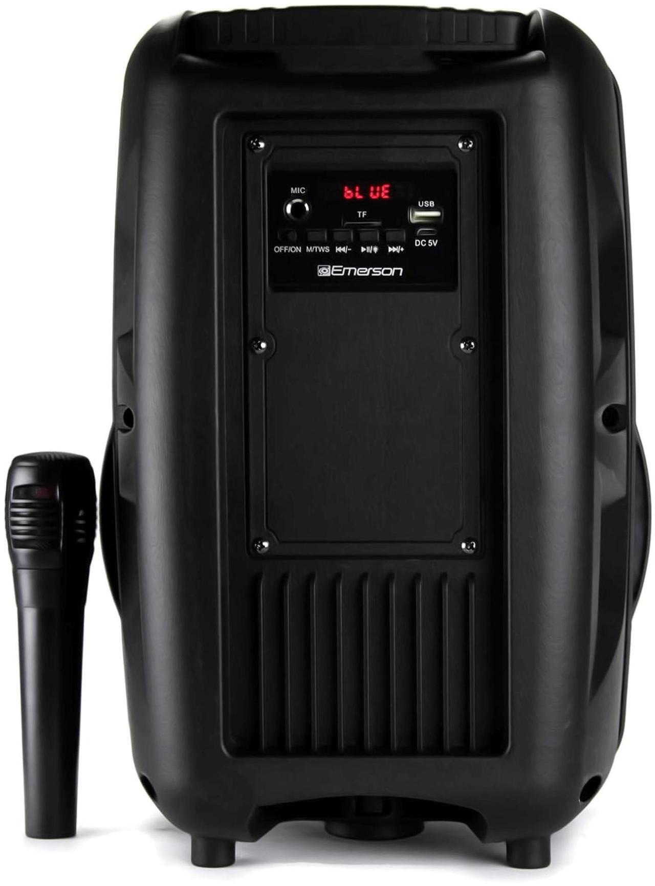 Alt view image 5 of 7 - Emerson Portable 8" Bluetooth Party Speaker with FM Radio, Disco Light and Stand