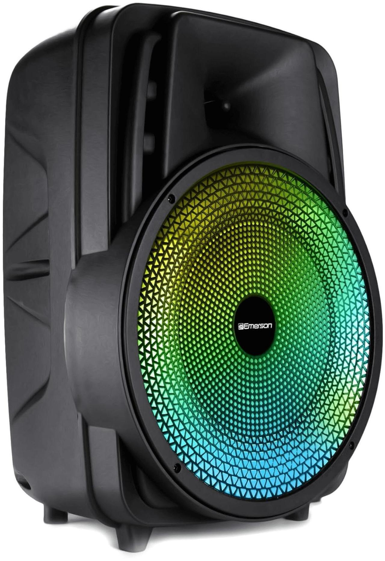 Alt view image 2 of 7 - Emerson Portable 8" Bluetooth Party Speaker with FM Radio, Disco Light and Stand