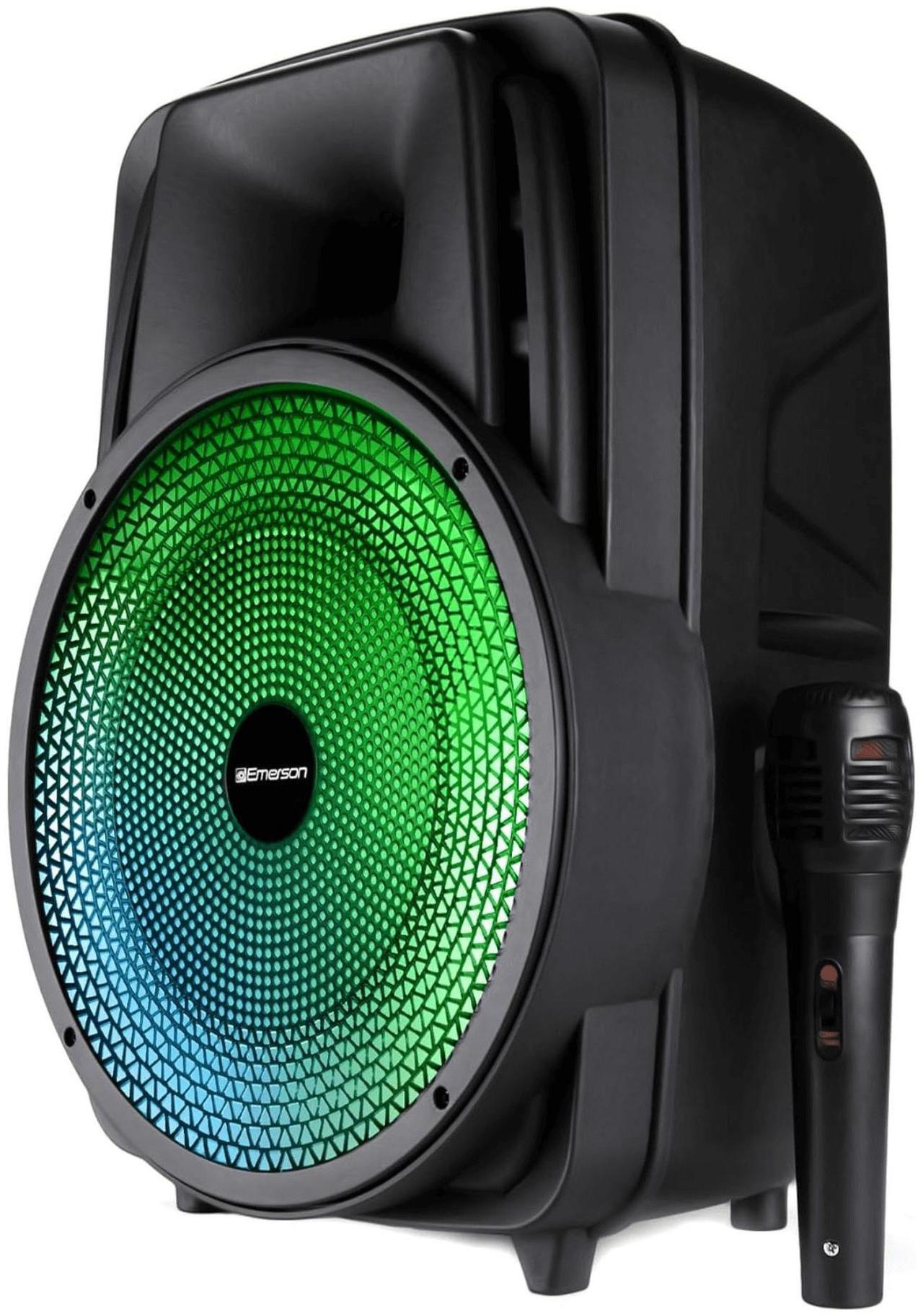 Alt view image 3 of 7 - Emerson Portable 8" Bluetooth Party Speaker with FM Radio, Disco Light and Stand