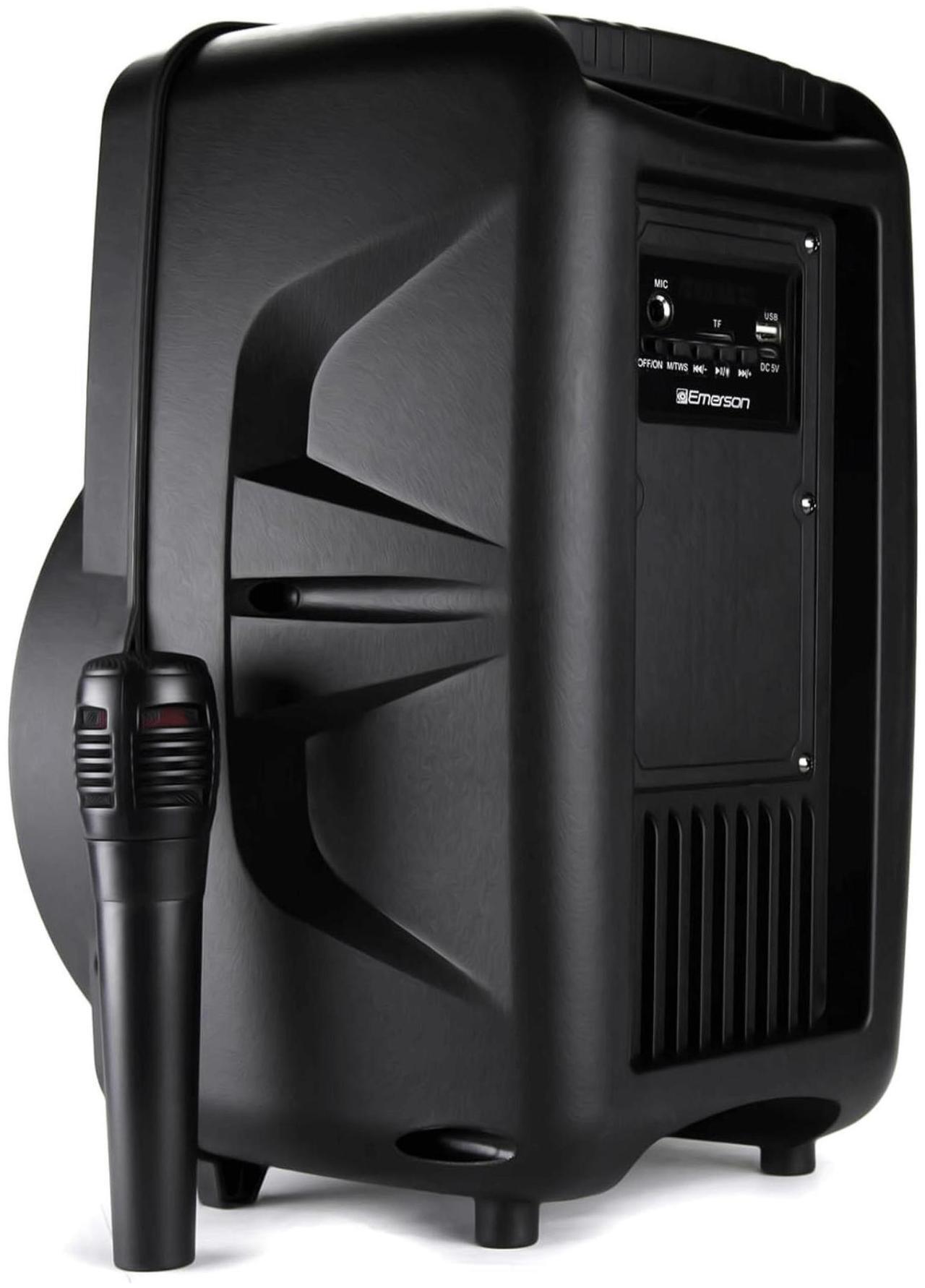 Alt view image 6 of 7 - Emerson Portable 8" Bluetooth Party Speaker with FM Radio, Disco Light and Stand