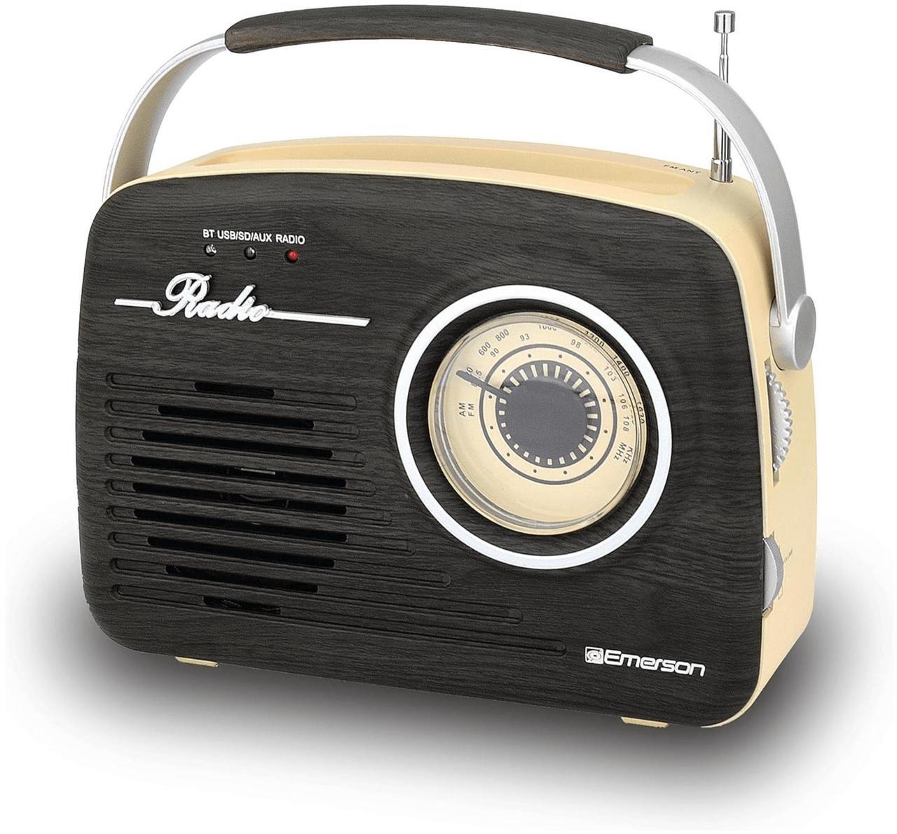 Alt view image 7 of 8 - Emerson EAS-3002-ES Portable Retro AM/FM Radio with Built-In Speaker and Rechargeable Battery - Espresso