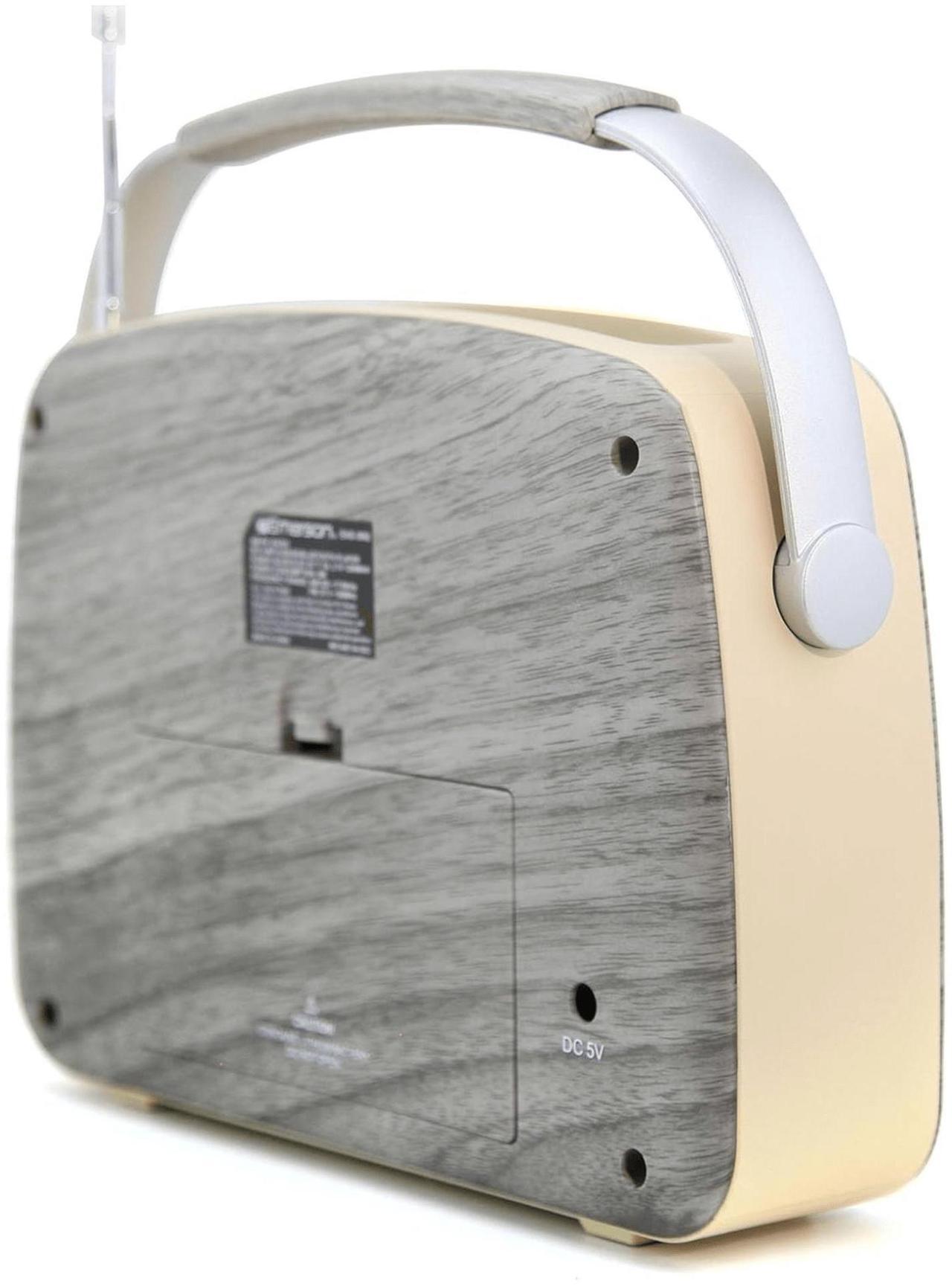 Alt view image 6 of 8 - Emerson EAS-3002-GR Portable Retro AM/FM Radio with Built-In Speaker and Rechargeable Battery - Grey