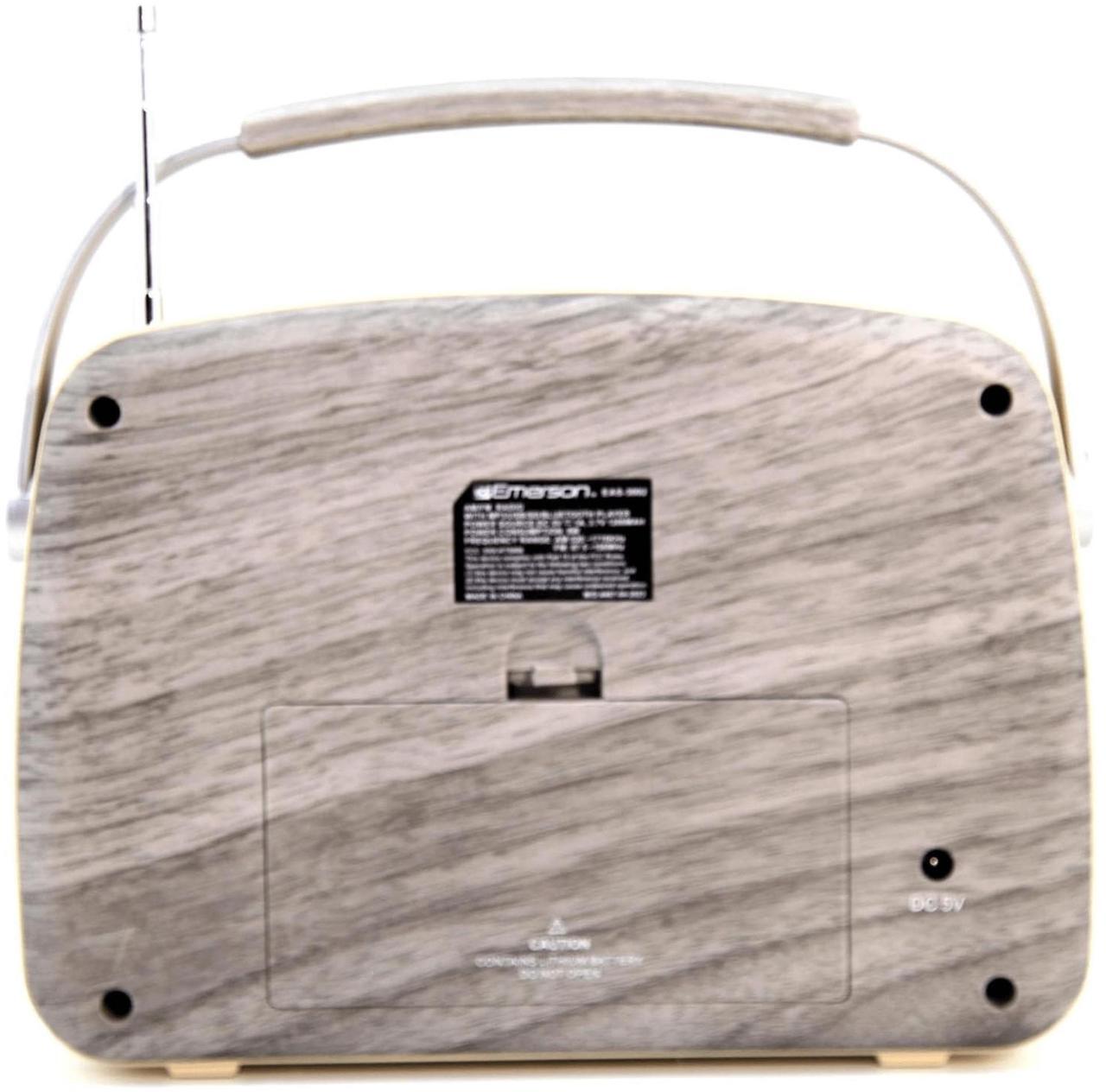 Alt view image 7 of 8 - Emerson EAS-3002-GR Portable Retro AM/FM Radio with Built-In Speaker and Rechargeable Battery - Grey