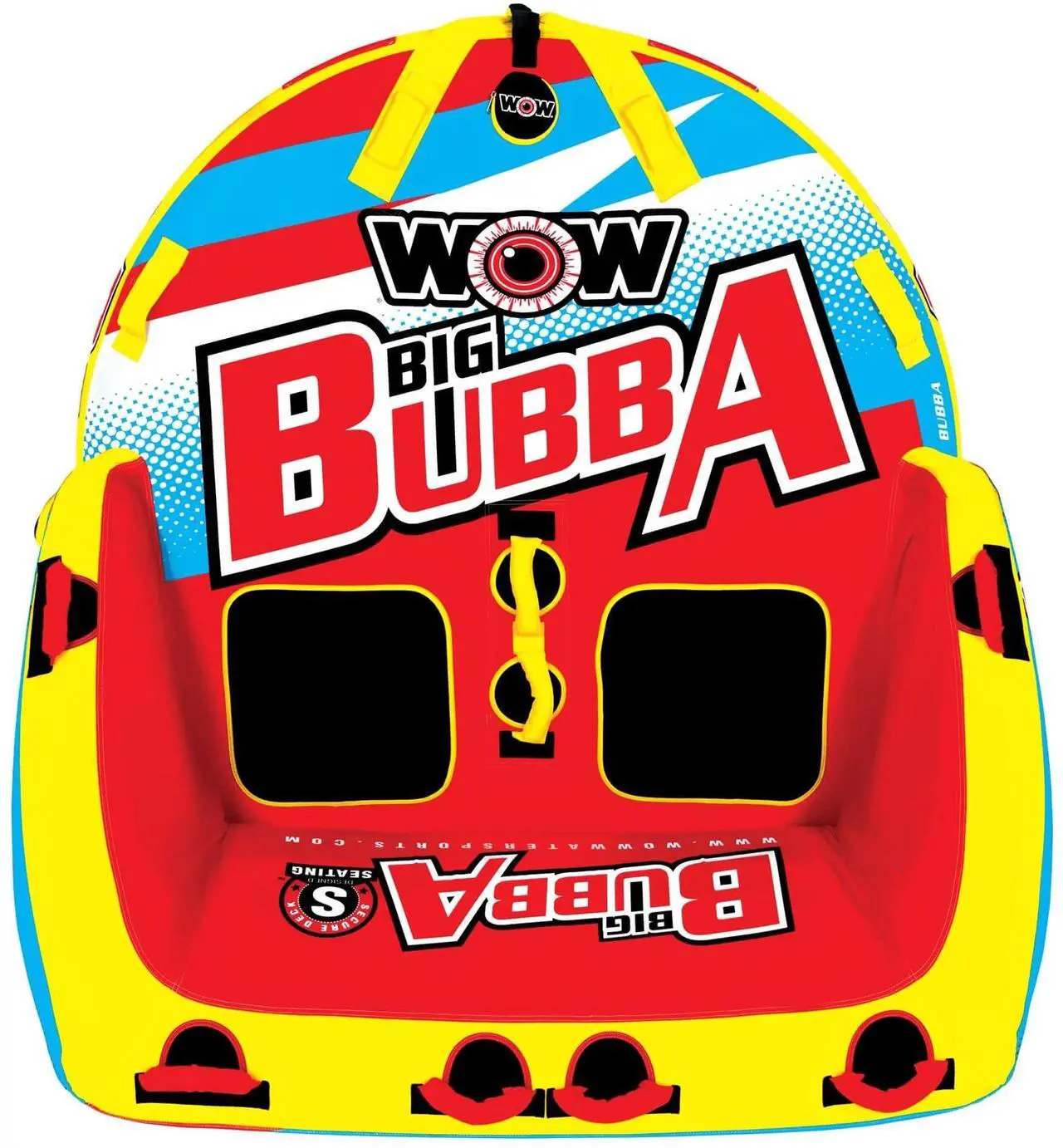 Alt view image 6 of 6 - WOW Watersports Big Bubba Hi Vis 2 Person Towable Water Tube For Pool and Lake
