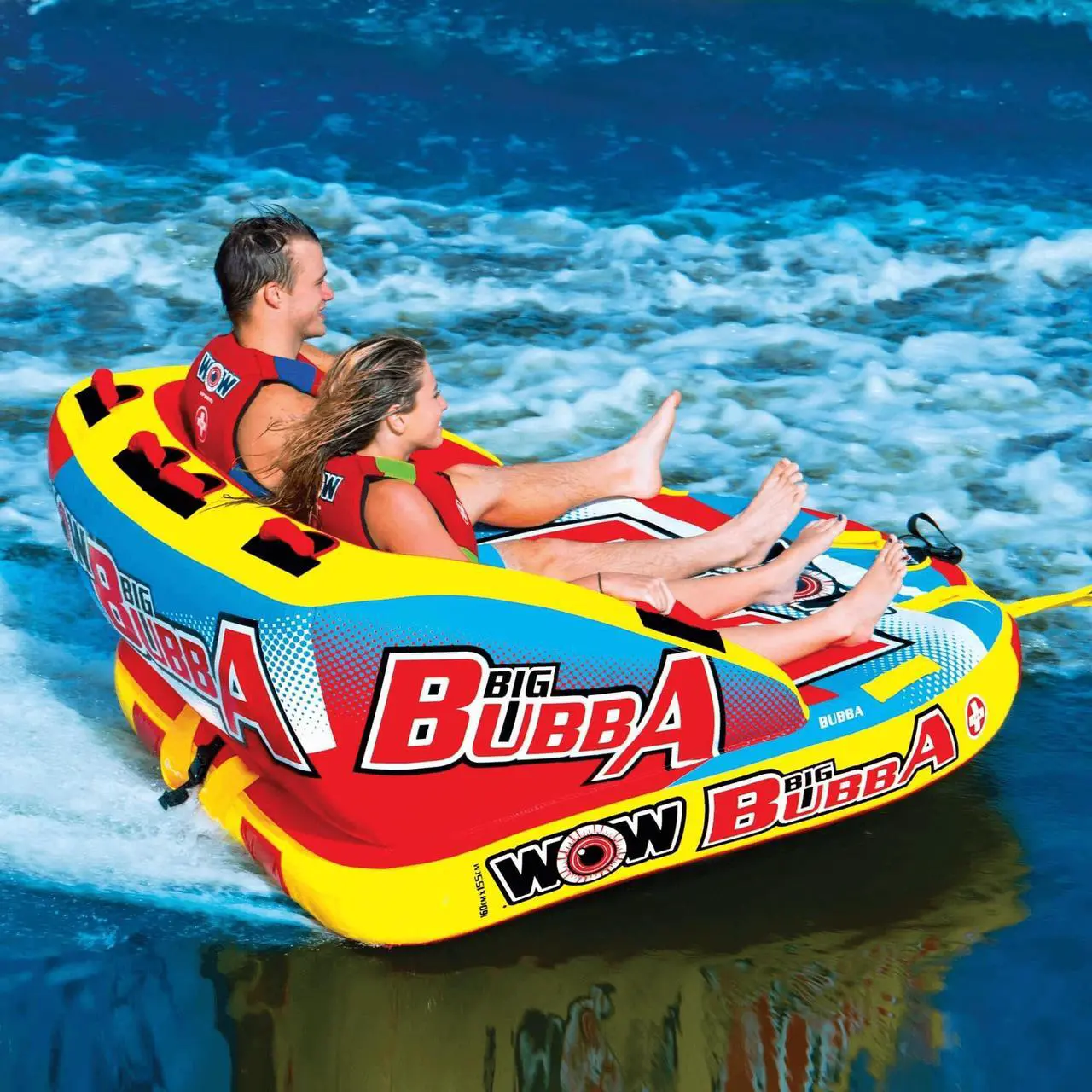 Alt view image 4 of 6 - WOW Watersports Big Bubba Hi Vis 2 Person Towable Water Tube For Pool and Lake