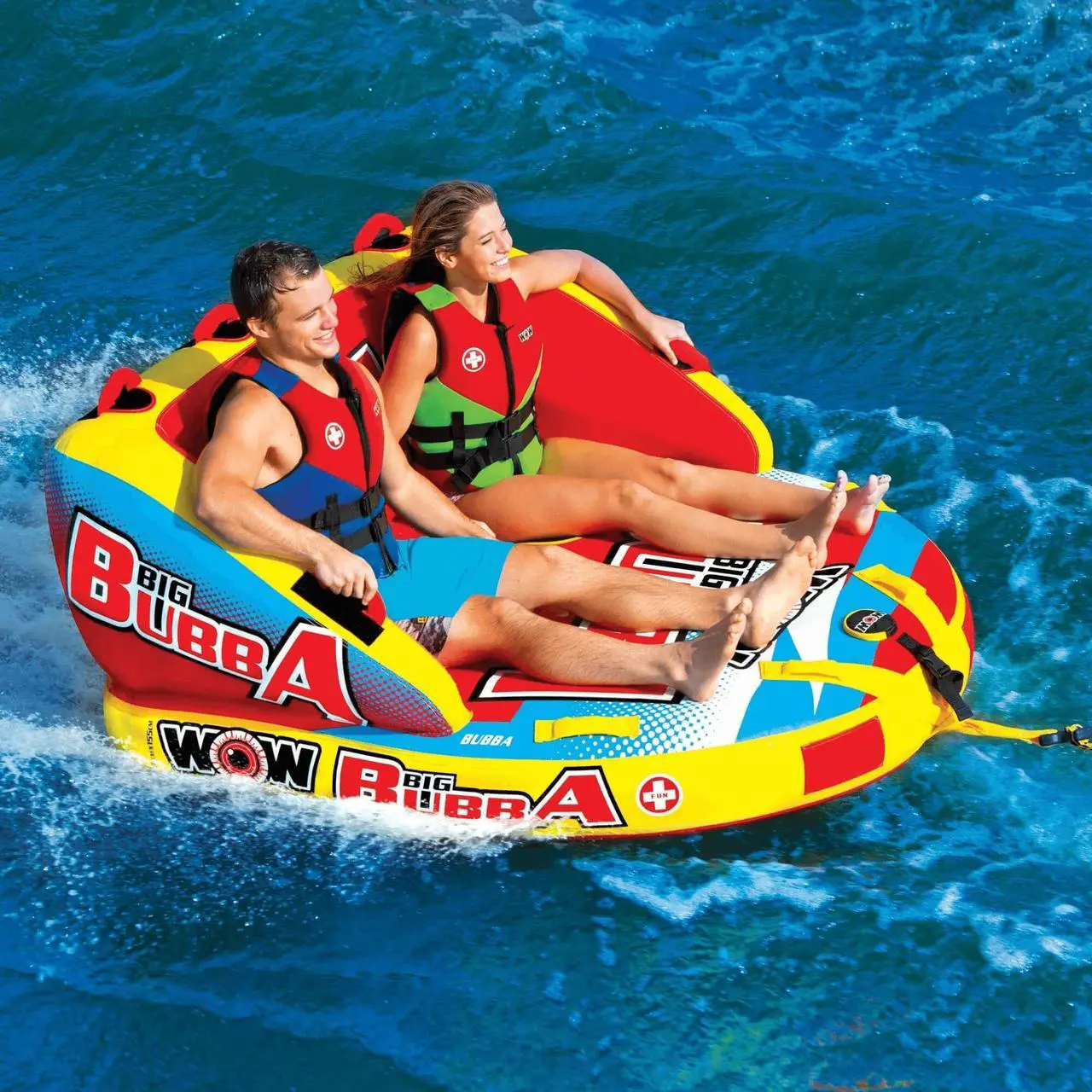 Alt view image 2 of 6 - WOW Watersports Big Bubba Hi Vis 2 Person Towable Water Tube For Pool and Lake