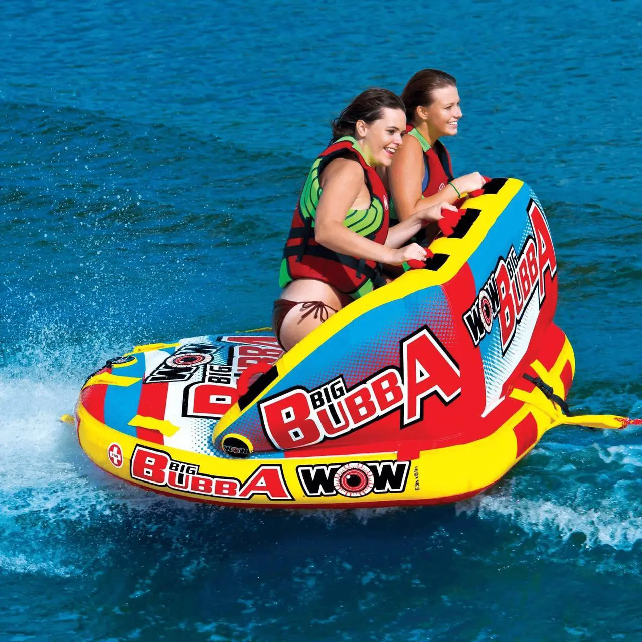 Alt view image 3 of 6 - WOW Watersports Big Bubba Hi Vis 2 Person Towable Water Tube For Pool and Lake