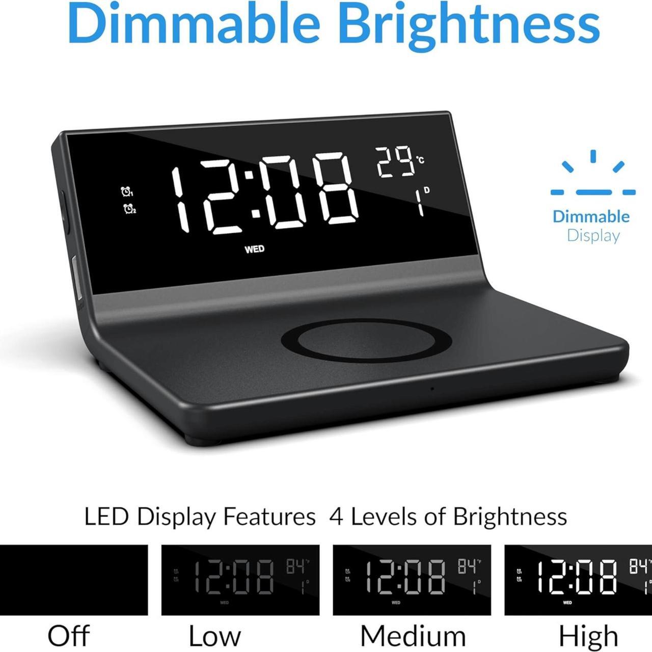 Alt view image 5 of 6 - Supersonic Dual Alarm Clock with 2-in-1 Wireless Charger