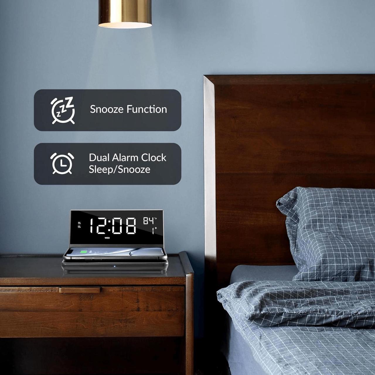 Alt view image 3 of 6 - Supersonic Dual Alarm Clock with 2-in-1 Wireless Charger