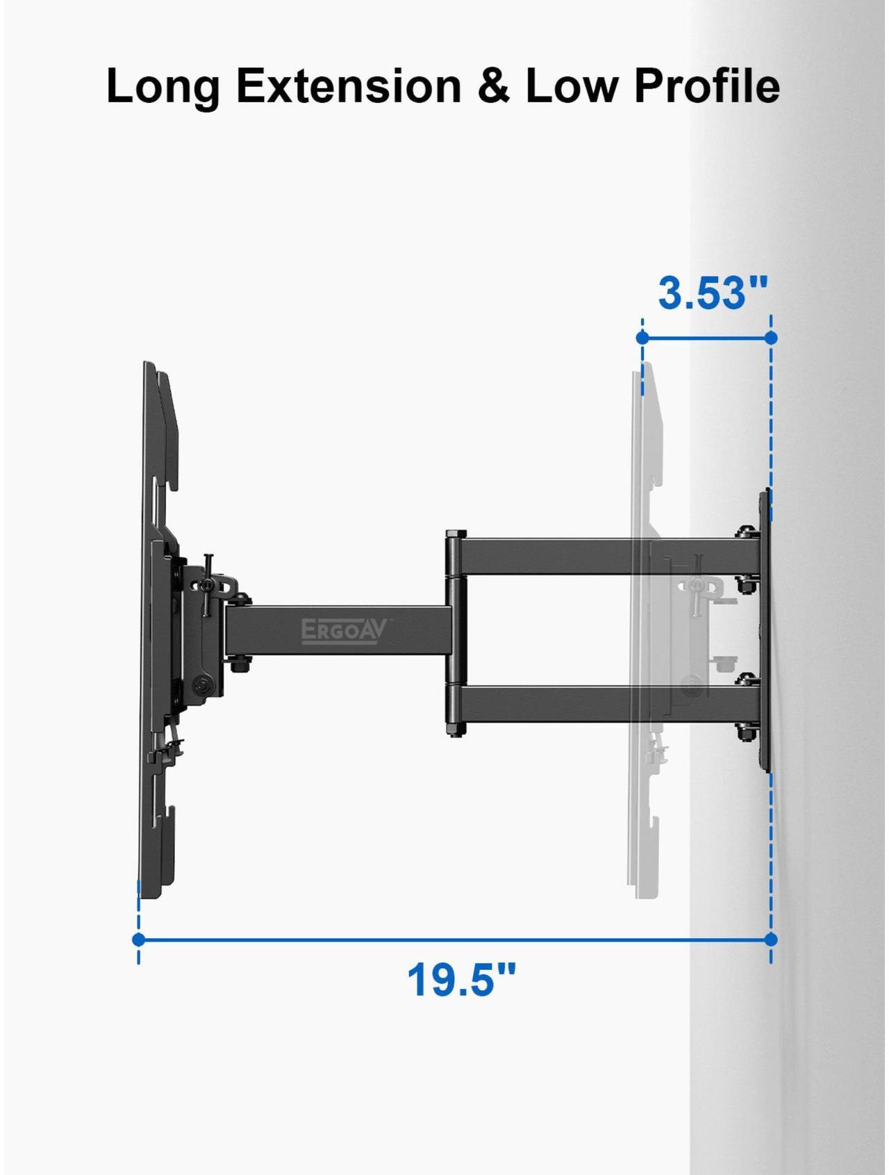 Alt view image 6 of 7 - ErgoAV Single Stud Motion Mount for TVs 40" to 55" and up to 77lbs