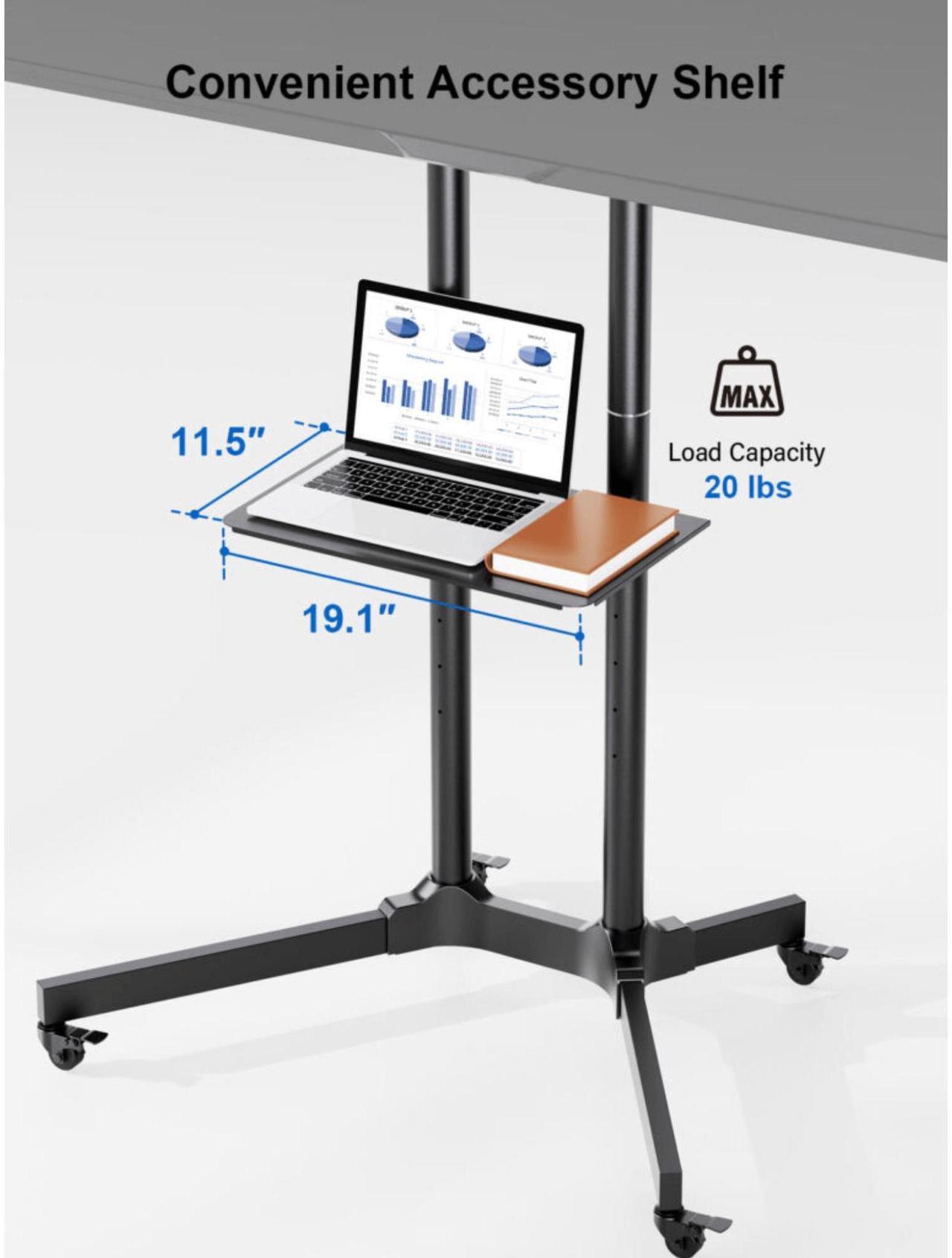 Alt view image 2 of 7 - ErgoAV Movable Height-Adjustable Cart for TVs 40" to 75"
