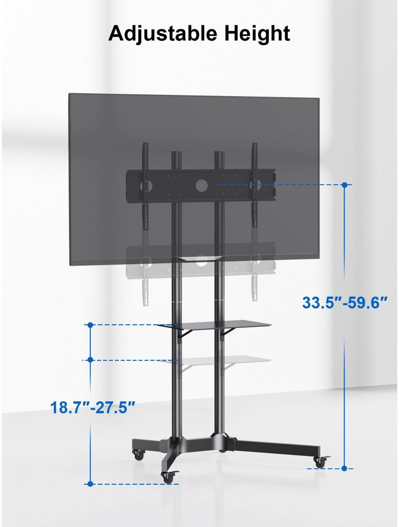 Alt view image 3 of 7 - ErgoAV Movable Height-Adjustable Cart for TVs 40" to 75"