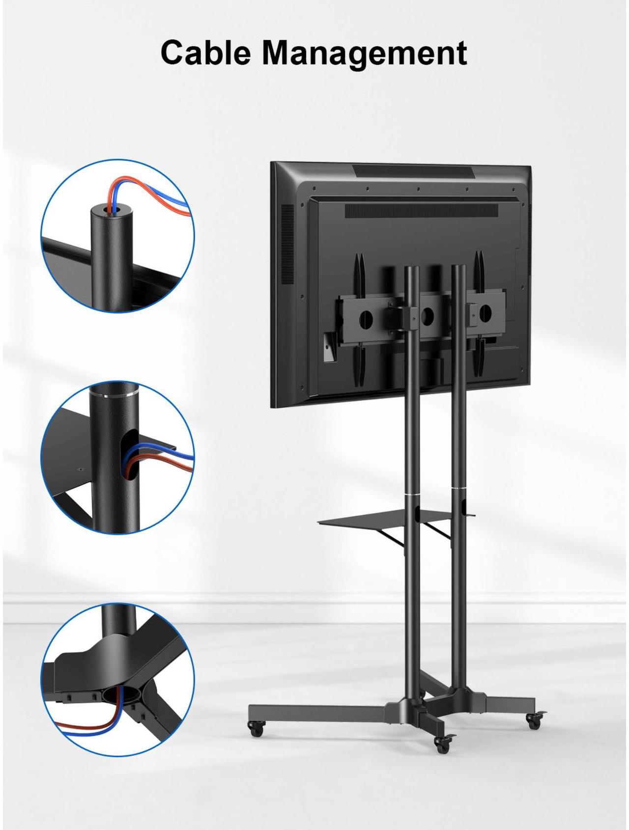 Alt view image 4 of 7 - ErgoAV Movable Height-Adjustable Cart for TVs 40" to 75"