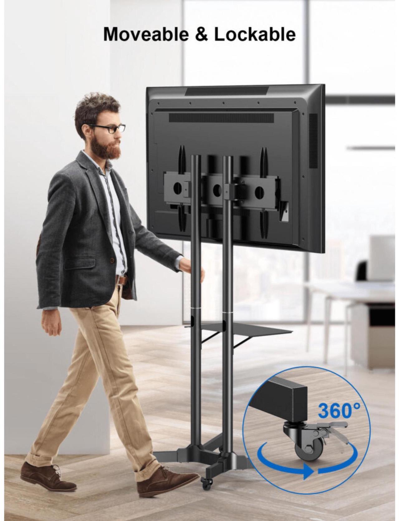 Alt view image 5 of 7 - ErgoAV Movable Height-Adjustable Cart for TVs 40" to 75"