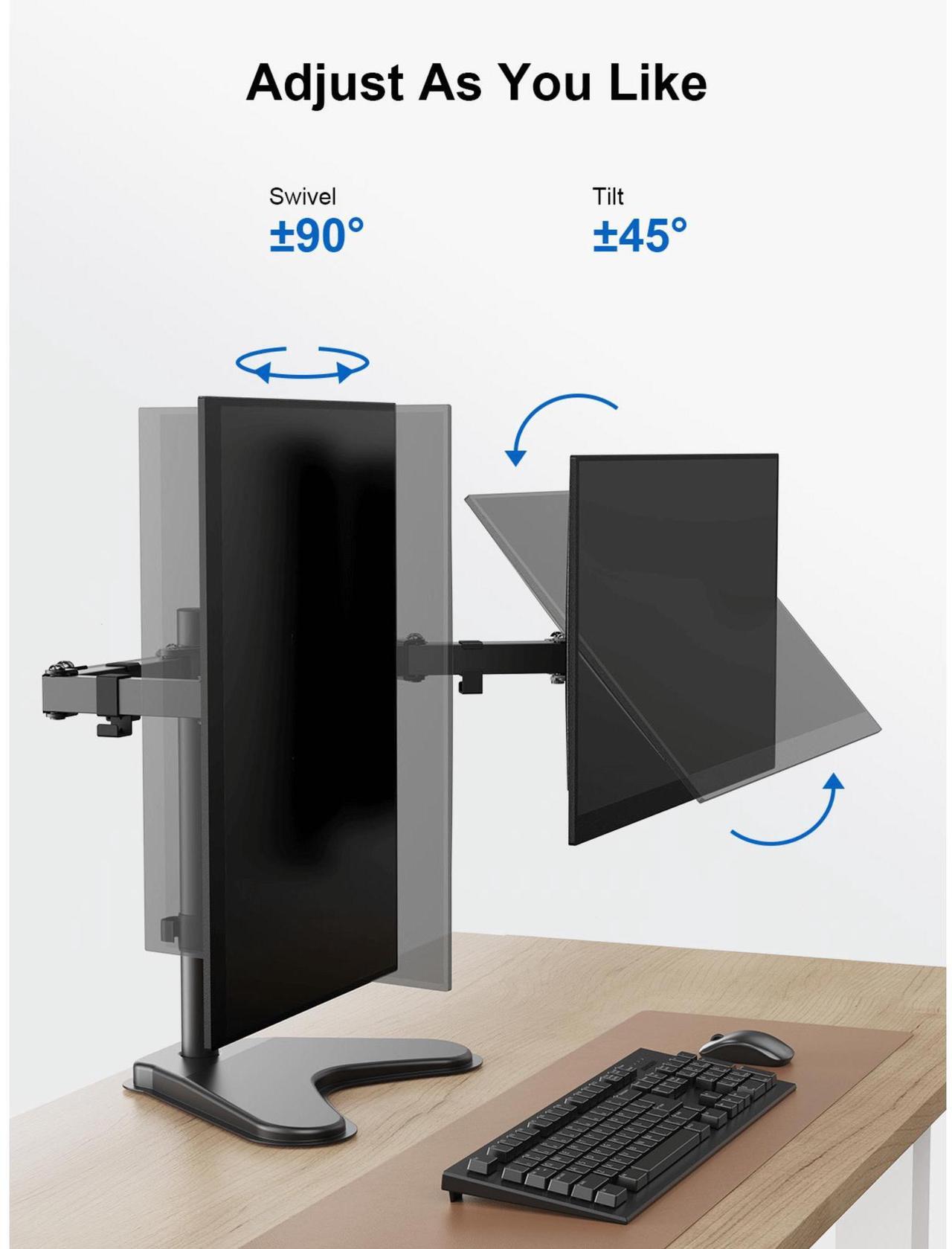 Alt view image 7 of 7 - ErgoAV Motion Desk Stand for Dual Monitors 13" to 32"
