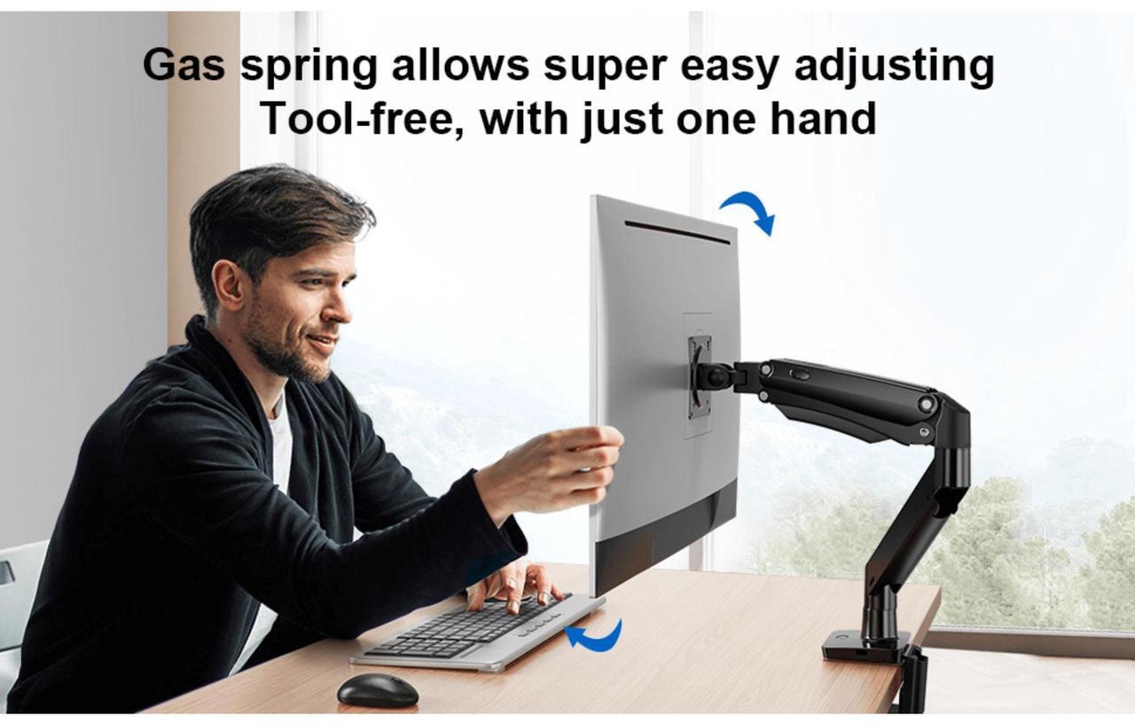 Alt view image 5 of 7 - ErgoAV Gas Spring Desk Mount for Single Monitors 13" to 34" and up to 26lbs