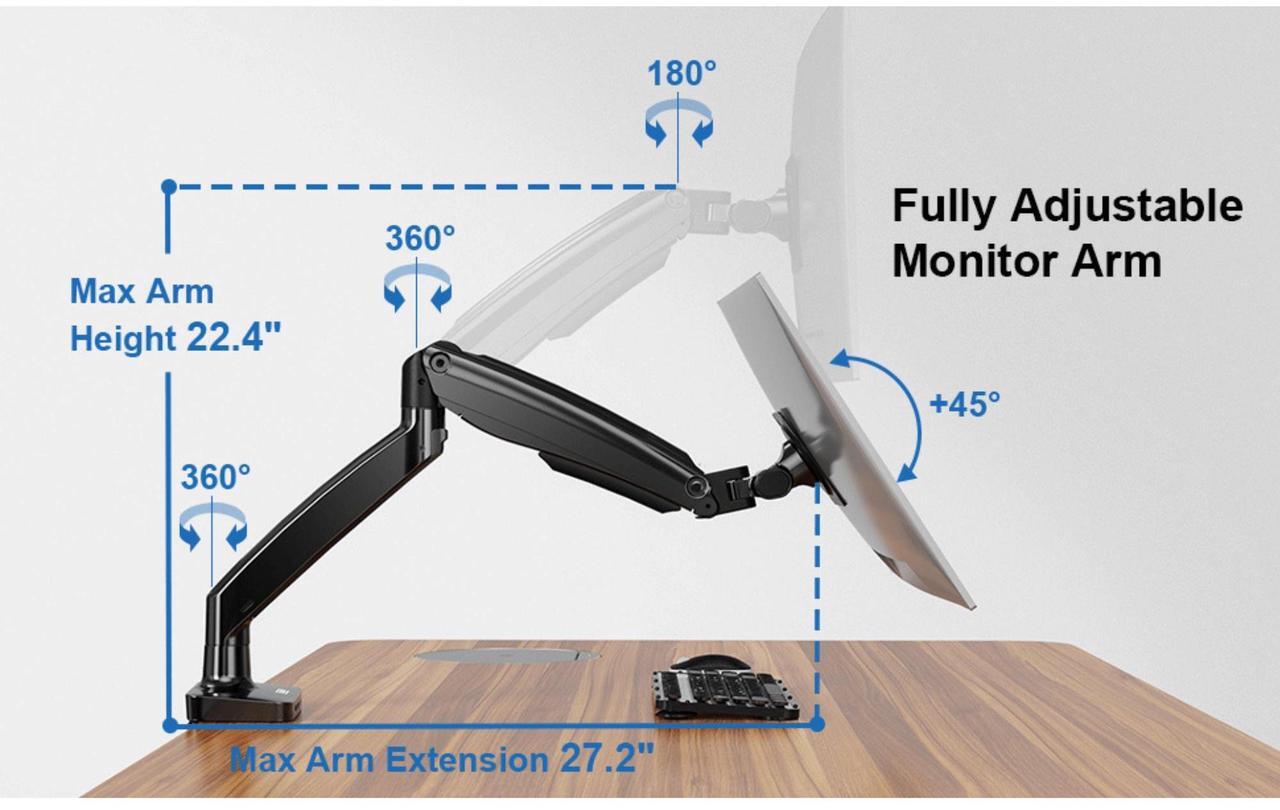 Alt view image 5 of 7 - ErgoAV ErgoLink Motion Desk Mount for Single Monitors up to 34" and 22 lbs