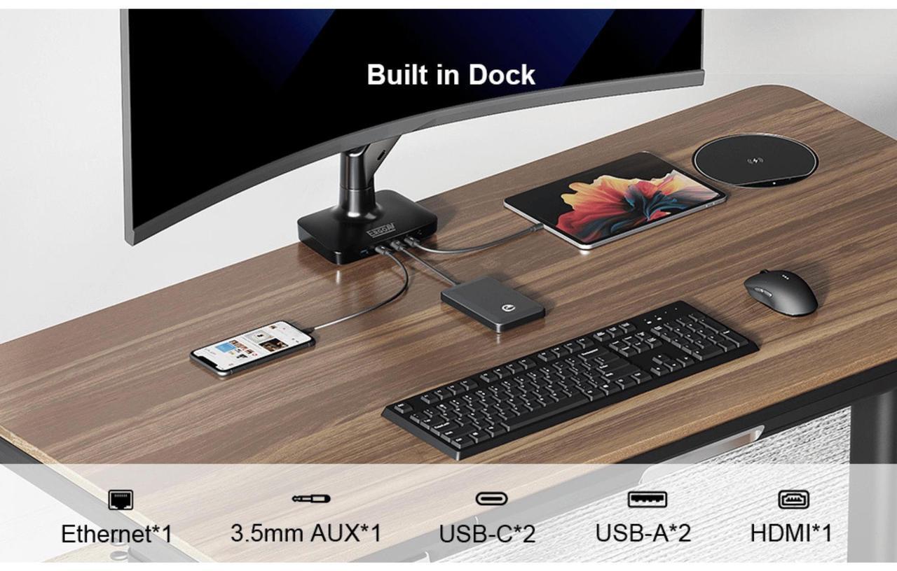 Alt view image 4 of 7 - ErgoAV ErgoLink Motion Desk Mount for Single Monitors up to 34" and 22 lbs