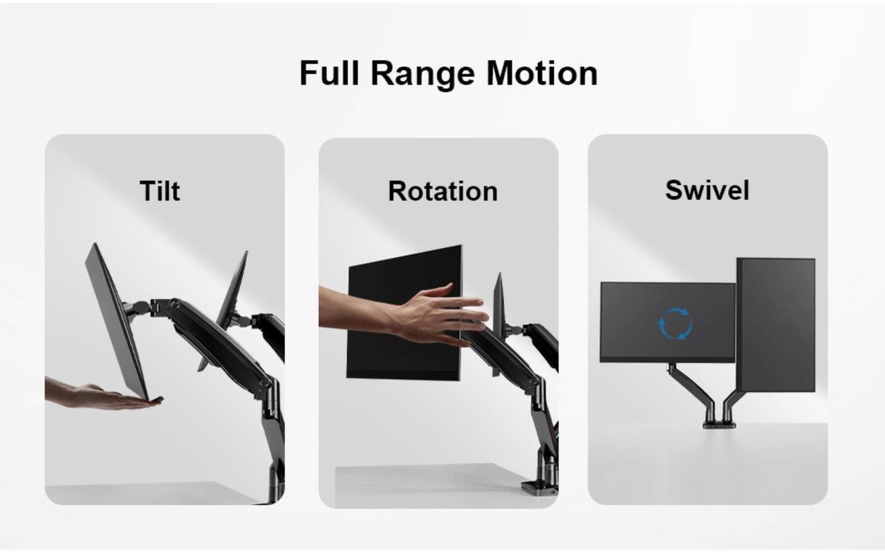 Alt view image 3 of 7 - ErgoAV ErgoLink Motion Desk Mount for Dual Monitors up to 34" and 22 lbs