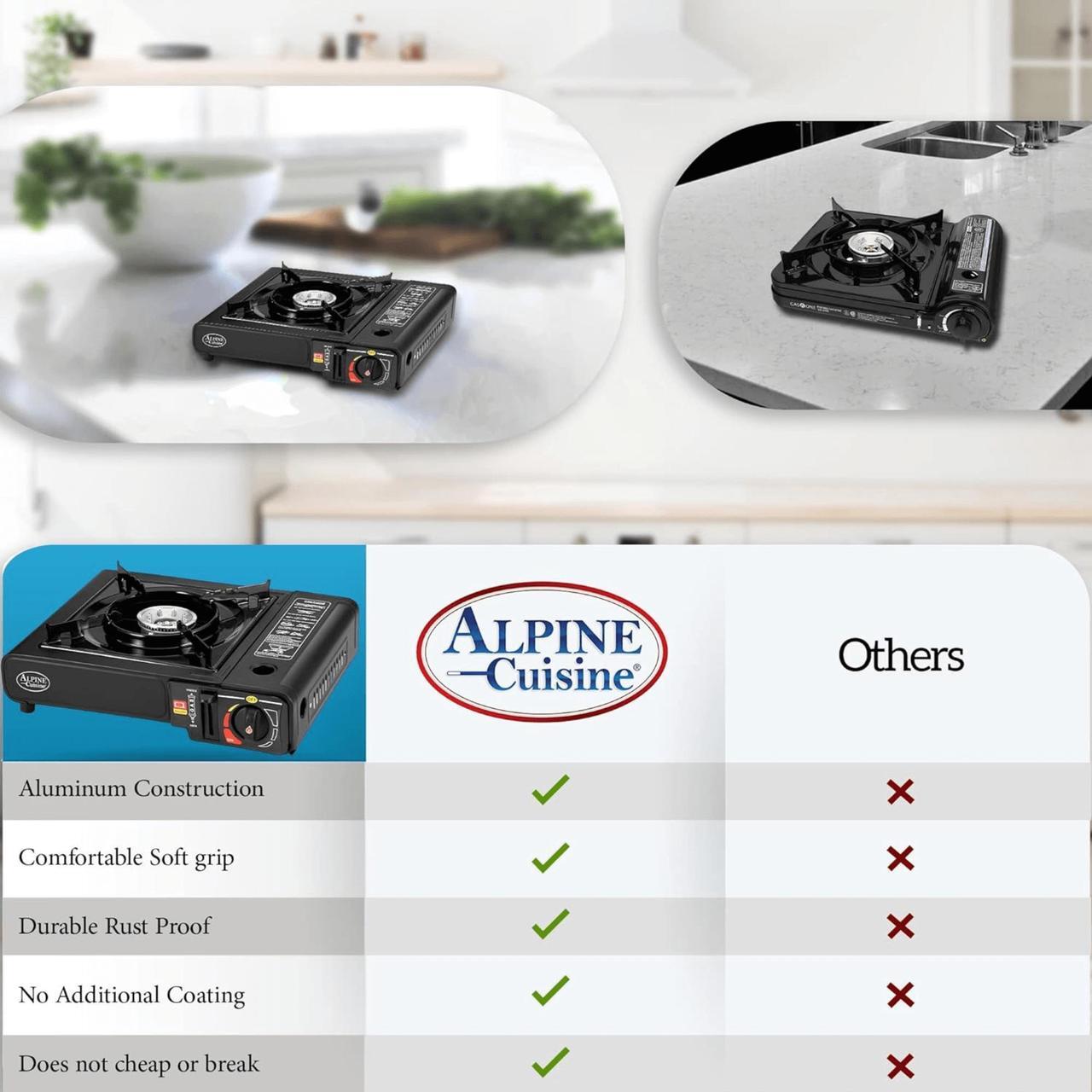 Alt view image 7 of 7 - Alpine Cuisine Lightweight Portable Gas Stove for Outdoor and Indoor Cooking