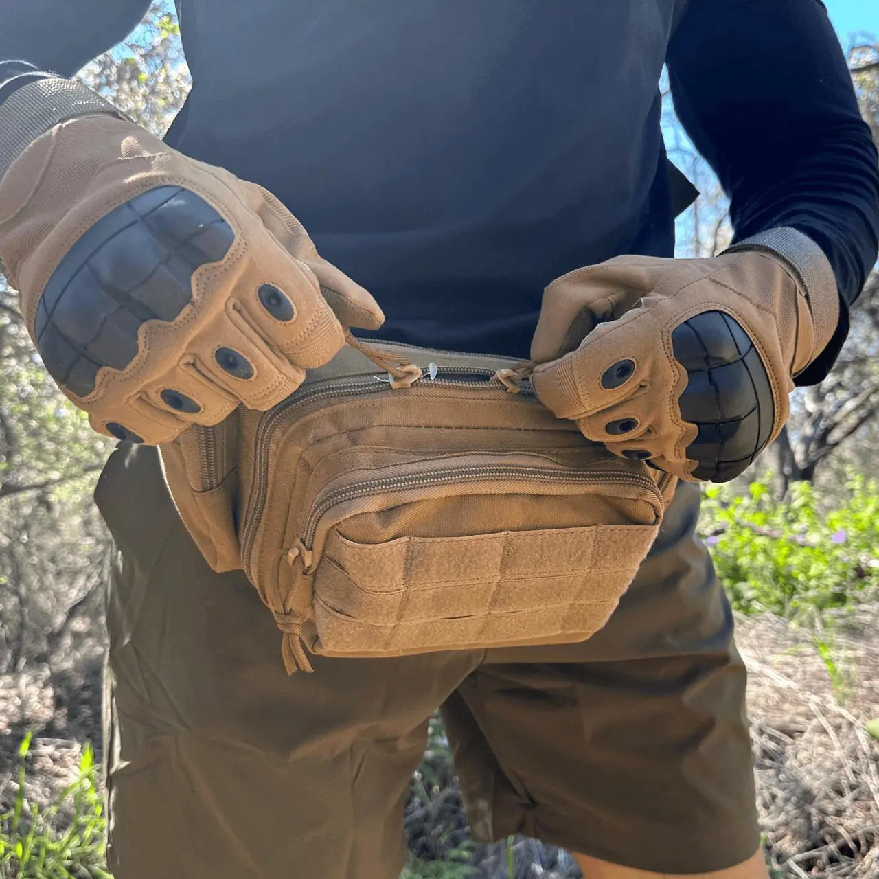 Alt view image 3 of 7 - JupiterGear Airsoft Gloves for Outdoor Sports, Paintball, and Motorcycling with Touchscreen Fingertip Capability Large Tan