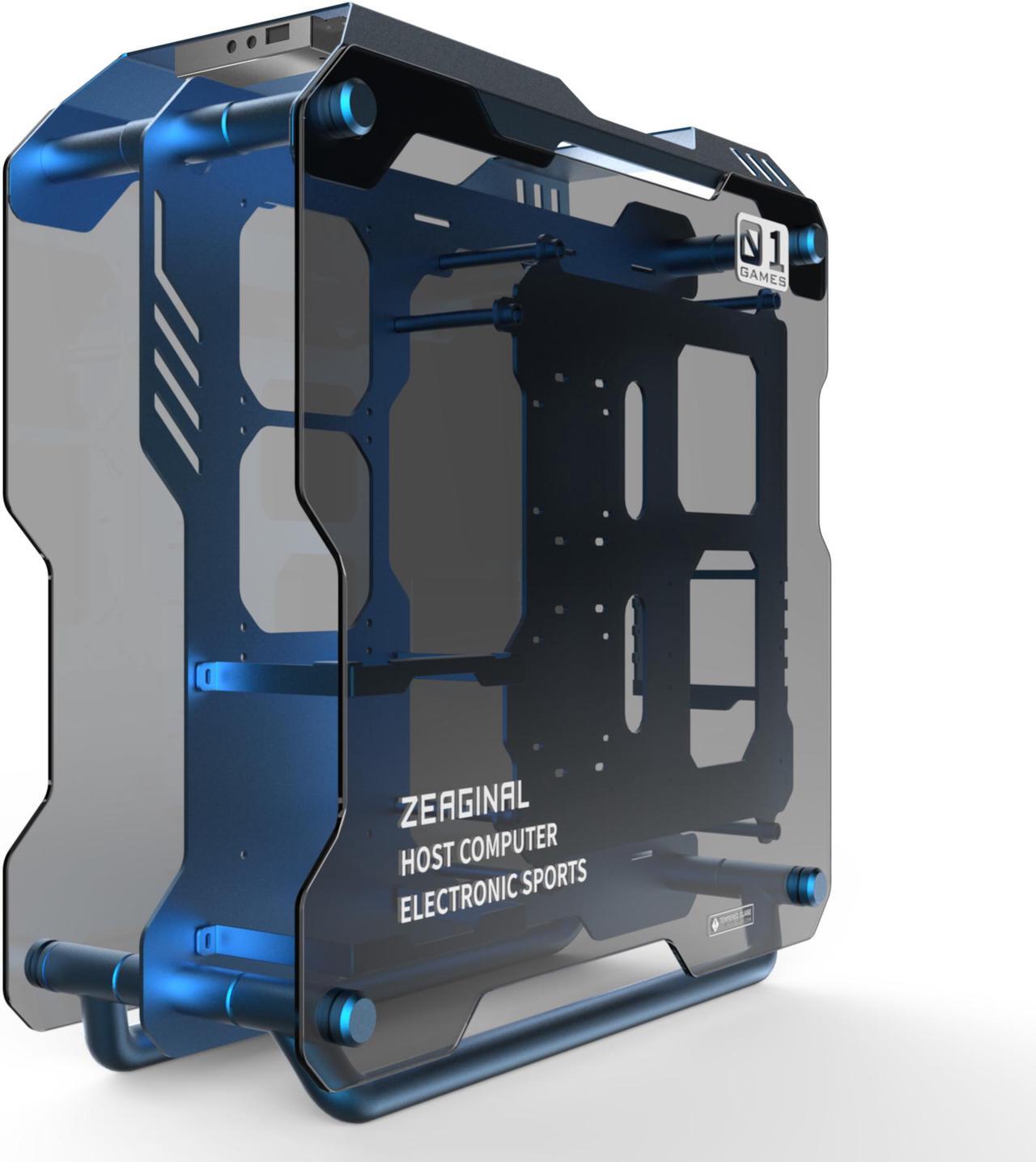 Alt view image 2 of 4 - Zeaginal ZC-01 Blueberry Vanity Computer Case Support 360mm Radiator Support ATX Motherboard Tempered Glass -Blue