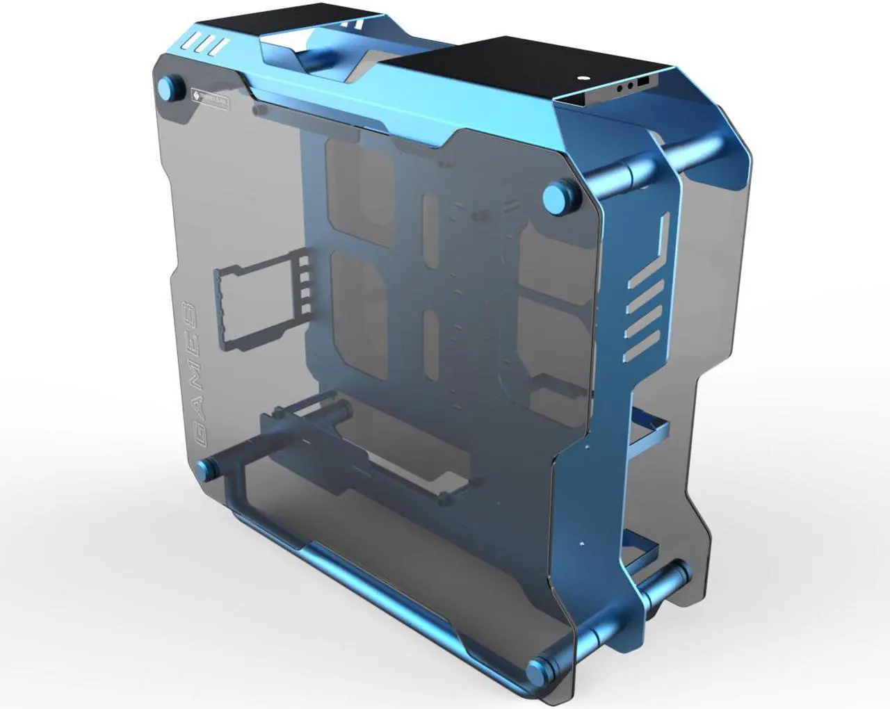 Alt view image 3 of 4 - Zeaginal ZC-01 Blueberry Vanity Computer Case Support 360mm Radiator Support ATX Motherboard Tempered Glass -Blue