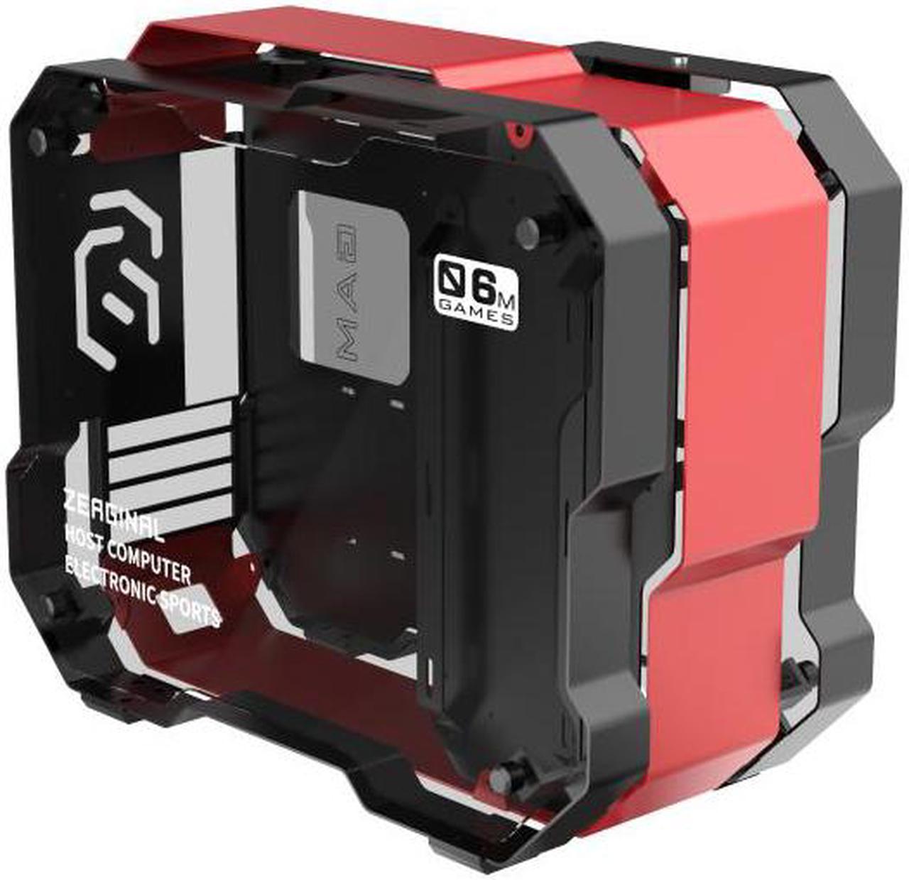 Zeaginal ZC-06M Tempered Glass Mini Computer Case Support 240mm Radiator Support M-ATX Motherboard USB 3.0 -Red