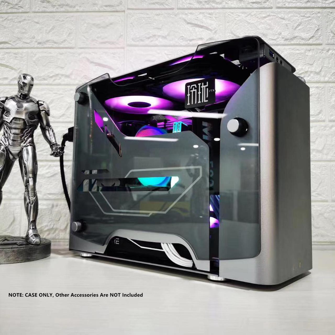 Alt view image 4 of 7 - H.E. ZC-LingLong Mini ITX Plus Opening Tempered Class Computer Case Support ITX Motherboard ,Support 240mm Radiator USB3.0