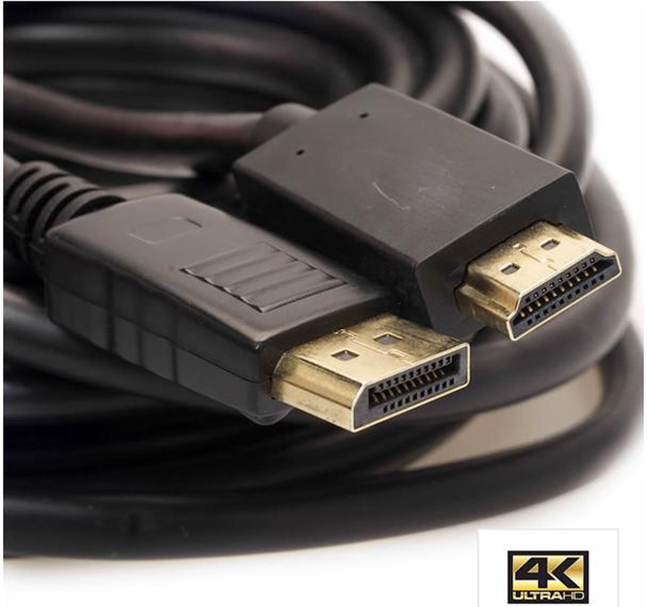 AYA 10Ft (10 Feet) Ultra HD Displayport 1.2 Male to HDMI Male 28AWG 4K@30Hz w/Audio Output and Gold Connectors DP-HDMI-4K-10