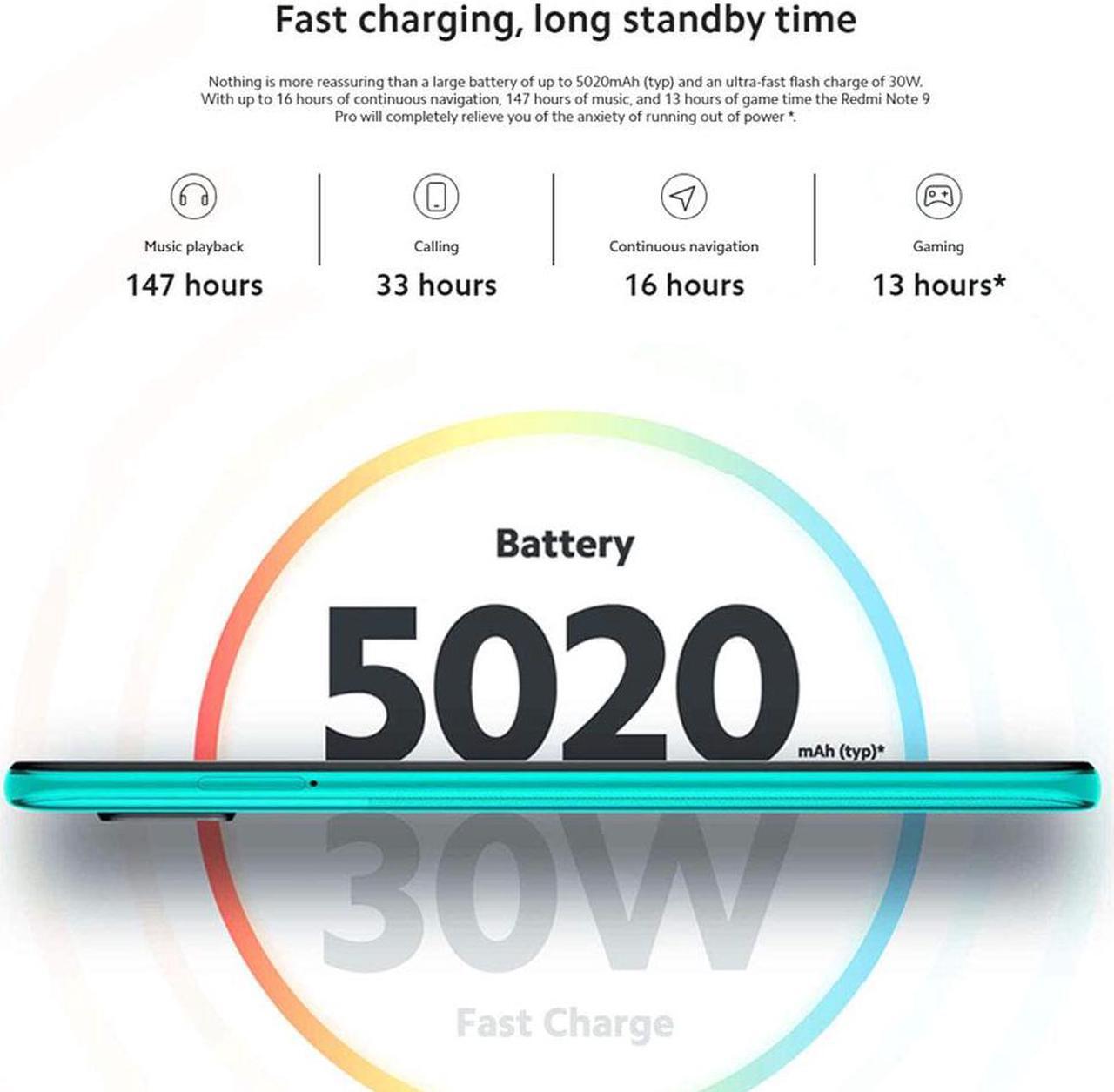 Alt view image 4 of 4 - Xiaomi Redmi Note 9 Pro 128GB + 6GB RAM, 6.67" FHD+ DotDisplay, 64MP AI Quad Camera, Qualcomm Snapdragon 720G LTE Factory Unlocked Smartphone, International Version - No Warranty