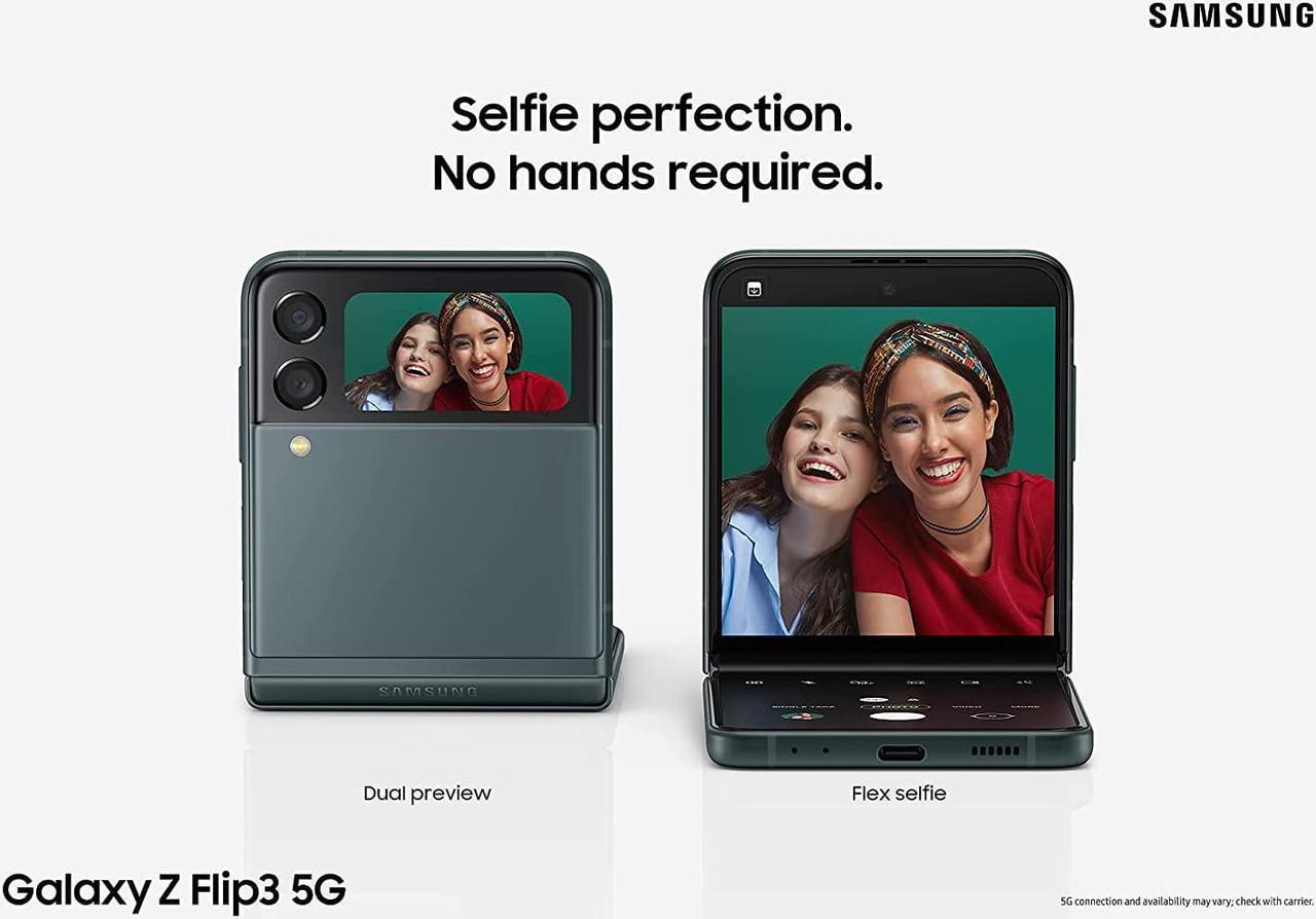 Alt view image 7 of 7 - Samsung Galaxy Z Flip 3 5G Factory Unlocked Android Cell Phone US Version Smartphone Flex Mode Intuitive Camera Compact 128GB Storage US Warranty, Phantom Black (Renewed)