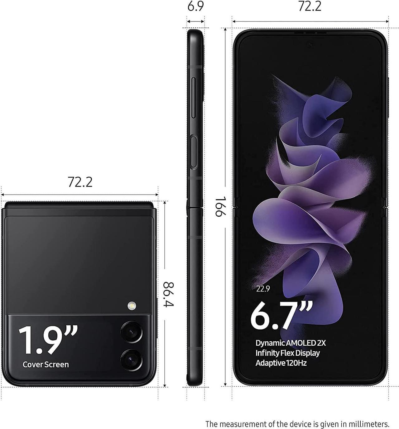 Alt view image 4 of 7 - Samsung Galaxy Z Flip 3 5G Factory Unlocked Android Cell Phone US Version Smartphone Flex Mode Intuitive Camera Compact 128GB Storage US Warranty, Phantom Black (Renewed)