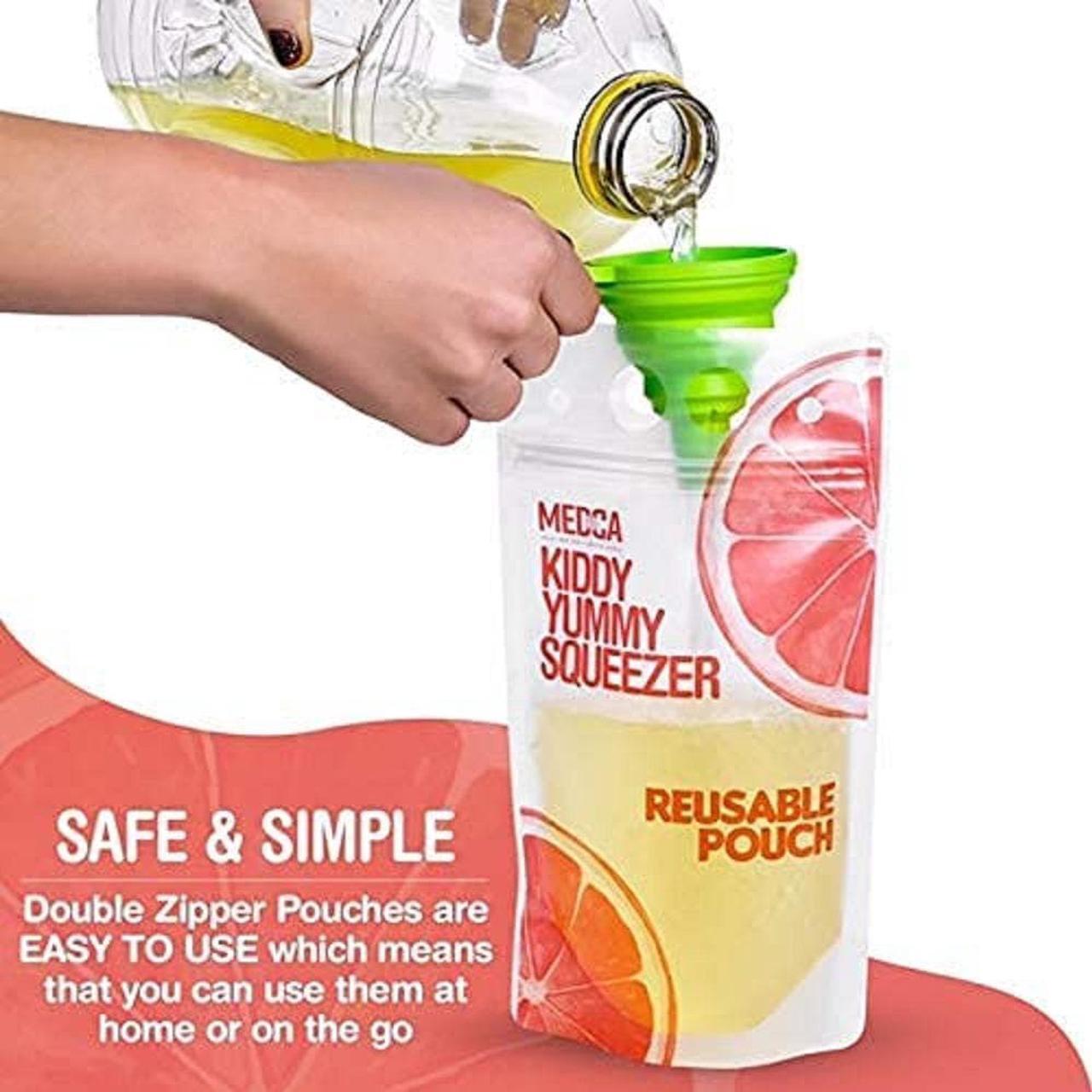 Alt view image 2 of 7 - New Reusable Drink Pouches- 100 Clear Drink Bags+100 Straws Double Zipper Reusable Smoothie Juice, Clear Zipper Pouch Storage with No Leaks, Environmentally Friendly& BPA Free,( 201 Piece Set)