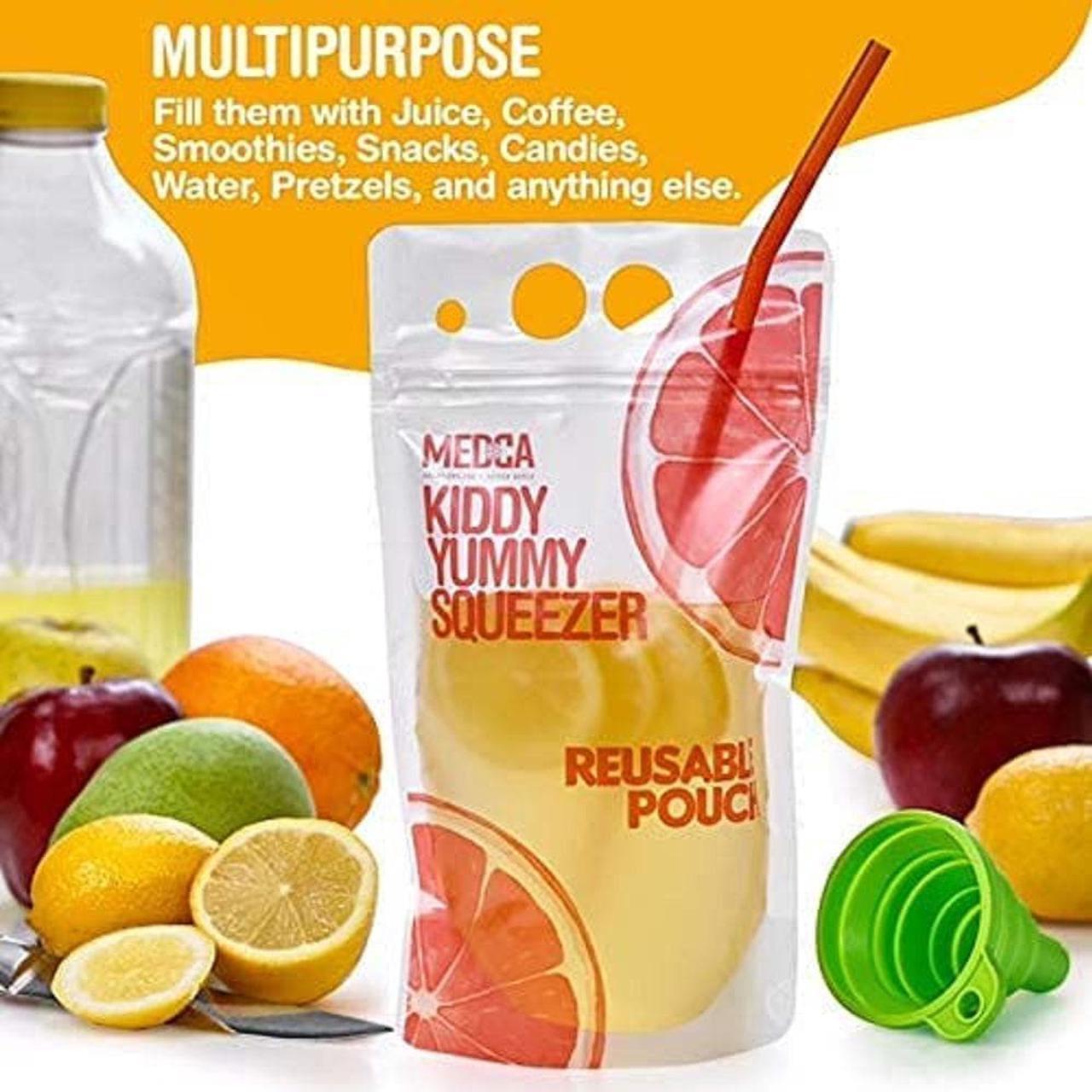 Alt view image 3 of 7 - New Reusable Drink Pouches- 100 Clear Drink Bags+100 Straws Double Zipper Reusable Smoothie Juice, Clear Zipper Pouch Storage with No Leaks, Environmentally Friendly& BPA Free,( 201 Piece Set)