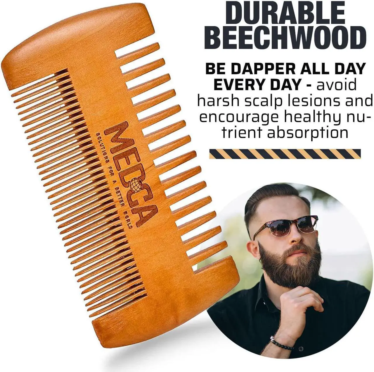 Alt view image 6 of 7 - Wooden Beard and Comb Set for Men - Perfect for Beards Head Hair and Mustaches Men's Grooming Kit for Styling, Applying Beard Oils and Balms for Better Hair Care Growth and Impressive Hair Health