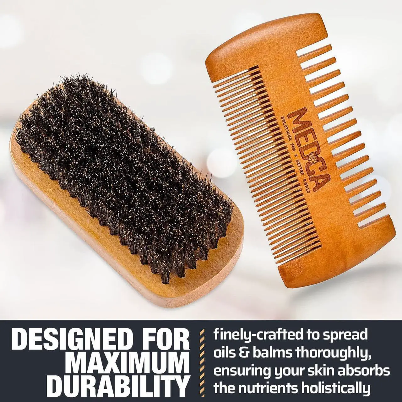Alt view image 7 of 7 - Wooden Beard and Comb Set for Men - Perfect for Beards Head Hair and Mustaches Men's Grooming Kit for Styling, Applying Beard Oils and Balms for Better Hair Care Growth and Impressive Hair Health