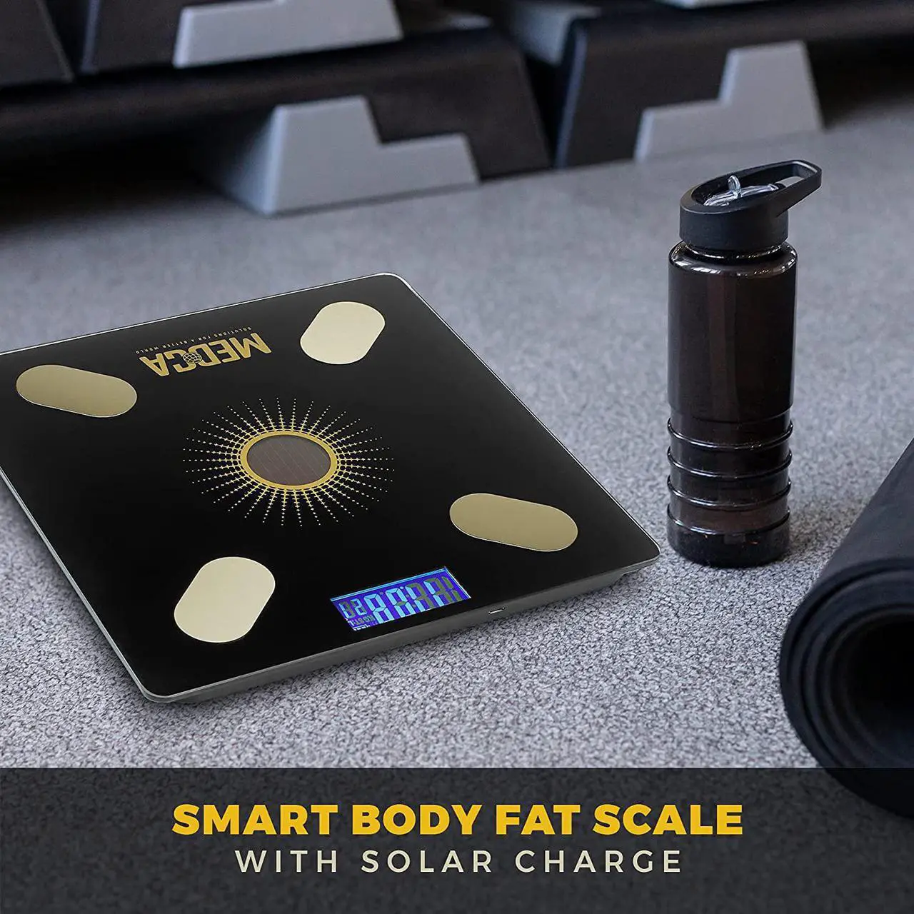Alt view image 4 of 7 - Body Fat Scale - Smart Digital Solar Powered Glass Bathroom Scale Measures, Tracks and Analyzes Weight Fat Loss BMI Body Composition and More Monitor Your Progress with Smartphone App