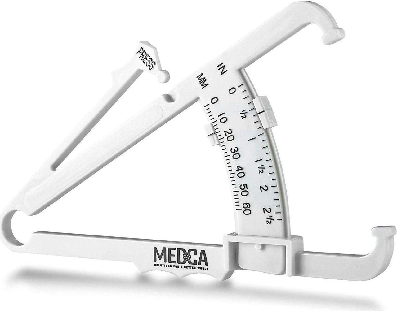Alt view image 7 of 7 - Body Tape Measure and Skinfold Caliper Body Fat Monitor Set - (Pack of 2) - Double Sided Body Tape Measures (150 cm /60 inches) - Skin Fold Body Fat Analyzer and BMI Measurement Tool, White by MEDca
